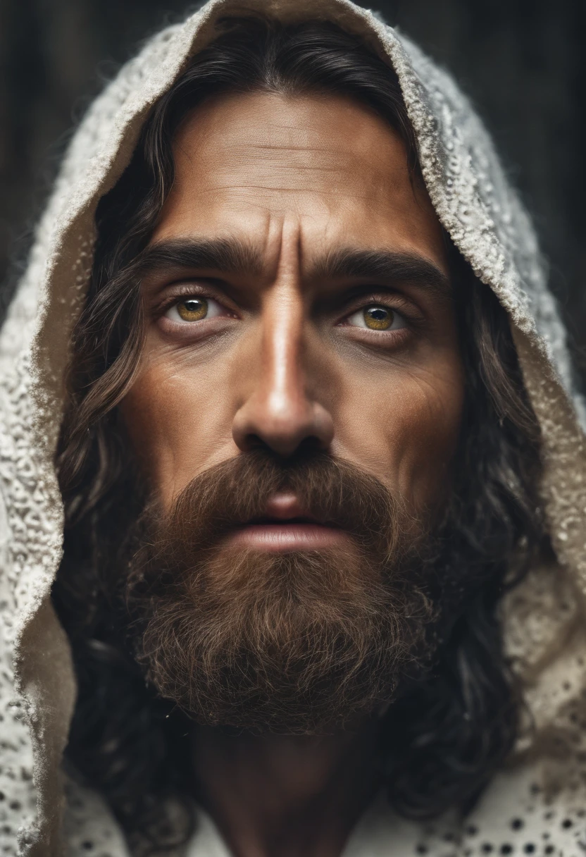 (symmetry),centered,a ((close)) up portrait,(Jesus),a very thin white prime man with long hair and a beard,wearing a long white robe,35mm,natural skin,clothes detail, 8k texture, 8k, insane details, intricate details, hyperdetailedhighly detailed,realistic,soft cinematic light,HDR,sharp focus, ((((cinematic look)))),intricate, elegant, highly detailed