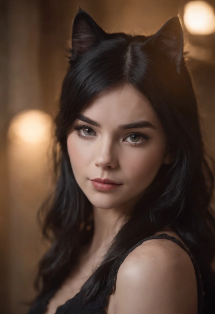 black haired catgirl