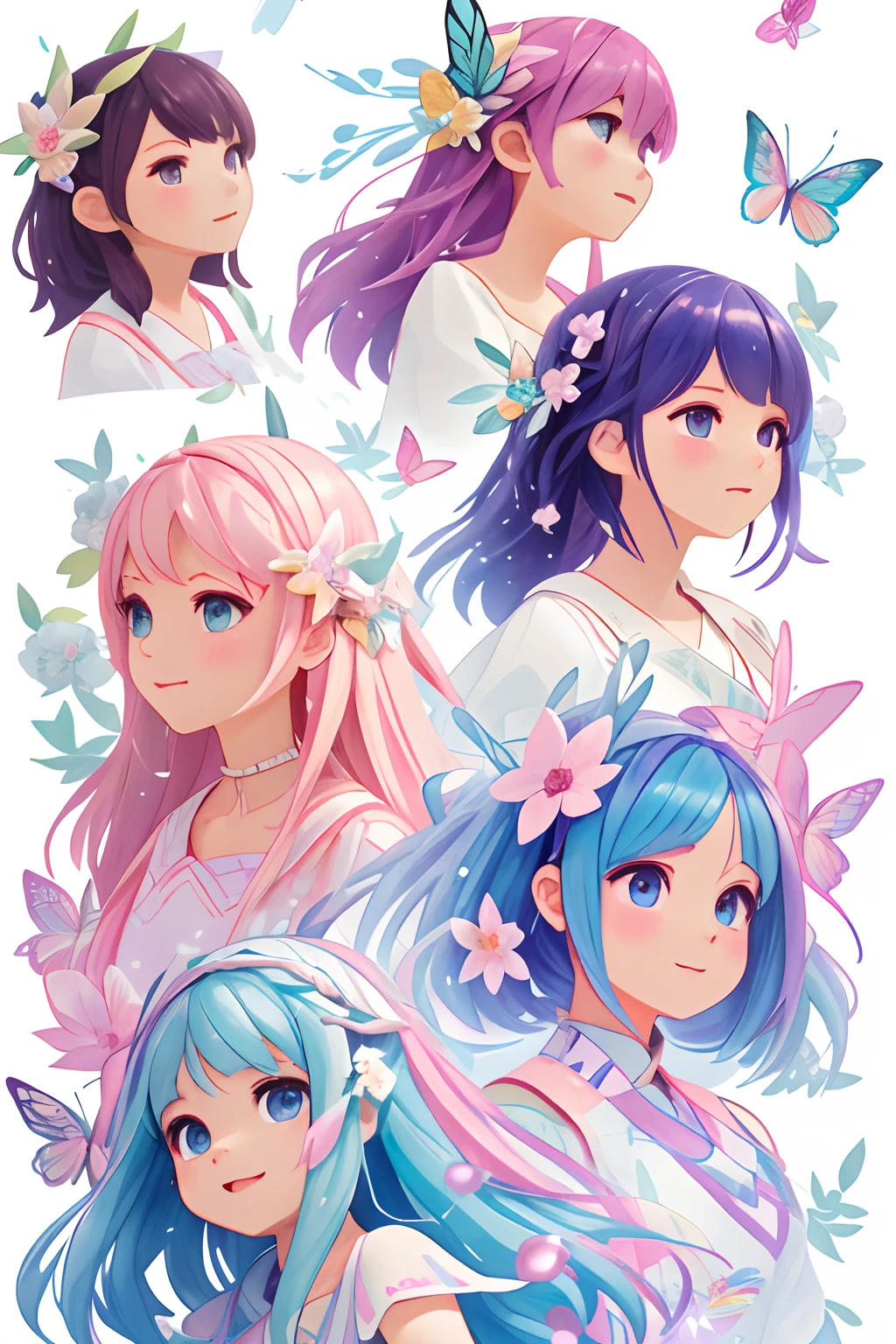 Octane Render、(Hyper-detailing: 1.15)、(Soft light、sharp: 1.2)、songstress、sings、full body Esbian、ultradetailed eyes、Full Paint、Splash、(Floral hair ornament、butterfly hair ornament)、 masutepiece、Anatomically correct、Sing as if floating in the light