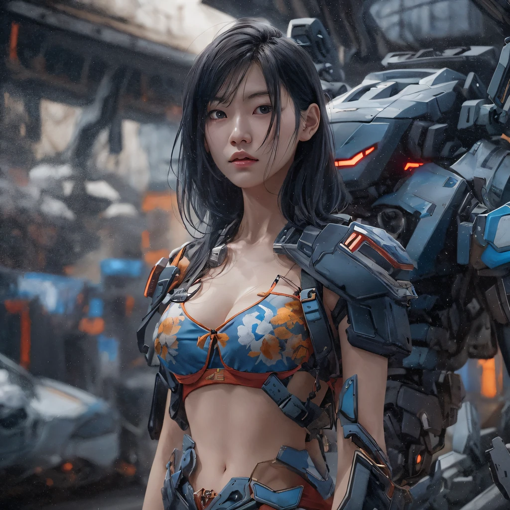Mecha Female CG Giant Secret Realm,Asian women pose in colorful bikinis, Realistic secret mech girl rendering, detailed face of a asian girl, Reality in the secret world, Smooth CG art, Realistic. Cheng Yi, Realistic secret style, A lovely secret rendering, Rendu portrait 8k, Render character art 8 K, Realistic portrait of a mecha woman, (Linen batik scarf), Angry fighting stance, looking at the ground, Batik linen bandana, Mecha Female Secret Realm(Abstract propylene splash:1.2), Dark clouds lightning background,废墟(realisticlying:1.4),Black color hair,Flour fluttering,Telephoto lens high, A high resolution, the detail, RAW photogr, Sharp Re, Nikon D850 Film Stock Photo by Jefferies Lee 4 Kodak Portra 400 Camera F1.6 shots, Rich colors, ultra-realistic vivid textures, Dramatic lighting,8K quality, Girls,Backstreets, Dark clouds lightning background(realisticlying:1.4),Black color hair,Uncharted, RAW photogr, Sharp Re, Nikon D850 Film Stock Photo by Jefferies Lee 4 Kodak Portra 400 Camera F1.6 shots, Rich colors, ultra-realistic vivid textures, Drama light film CG agency,Tropical canyon battle scene、Mecha woman、Faraway view、intense battles、high detal、masuter piece、NSFW,Mecha Woman Doomsday Ruins(Uncharted)Climb the streets(Armageddon)eyes filled with angry,Clenched his fists