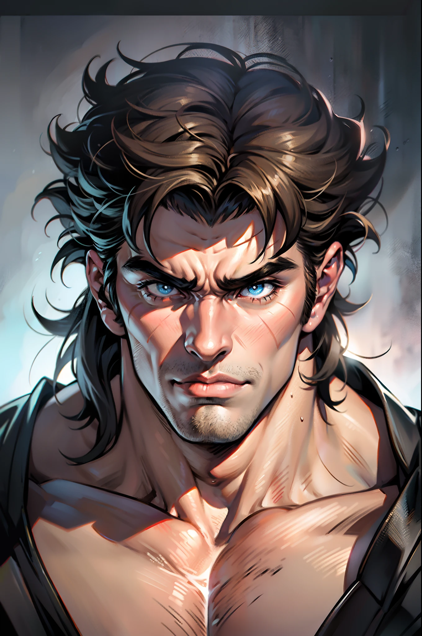 Hokuto no ken kenshiro hyper realistic super detailed Dynamic shot master portrait