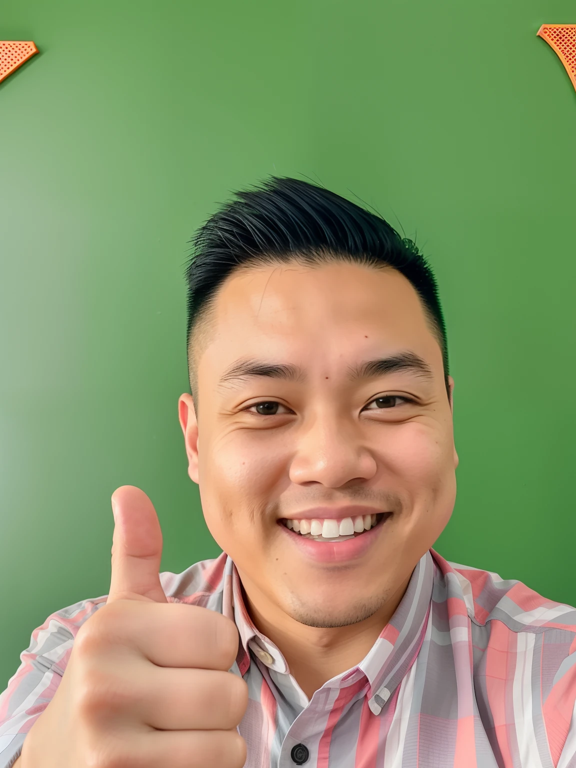 there is a man giving a thumbs up with a green wall behind him, darren quach, david luong, professional profile picture, damien tran, 38 years old, victor ngai, peter chan, 3 6 years old, thawan duchanee, 3 2 years old, headshot profile picture, john jude palencar, bao pham