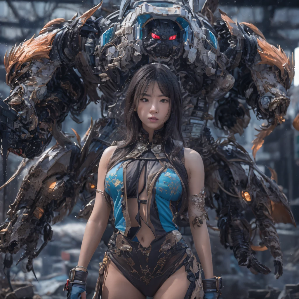 Mecha Female CG Giant Secret Realm，Asian women pose in colorful bikinis, Realistic secret mech girl rendering, detailed face of a asian girl, Reality in the secret world, Smooth CG art, Realistic. Cheng Yi, Realistic secret style, A lovely secret rendering, Rendu portrait 8k, Render character art 8 K, Realistic portrait of a mecha woman， （Linen batik scarf）， Angry fighting stance， looking at the ground， Batik linen bandana， Mecha Female Secret Realm（Abstract propylene splash：1.2）， Dark clouds lightning background，废墟（realisticlying：1.4），Black color hair，Flour fluttering，Telephoto lens high， A high resolution， the detail， RAW photogr， Sharp Re， Nikon D850 Film Stock Photo by Jefferies Lee 4 Kodak Portra 400 Camera F1.6 shots, Rich colors, ultra-realistic vivid textures, Dramatic lighting，8K quality, Girls，Backstreets， Dark clouds lightning background（realisticlying：1.4），Black color hair，Uncharted， RAW photogr， Sharp Re， Nikon D850 Film Stock Photo by Jefferies Lee 4 Kodak Portra 400 Camera F1.6 shots, Rich colors, ultra-realistic vivid textures, Drama light film CG agency，Tropical canyon battle scene、Mecha woman、Faraway view、intense battles、high detal、masuter piece、NSFW，Mecha Woman Doomsday Ruins（Uncharted）Climb the streets（Armageddon）eyes filled with angry，Clenched his fists