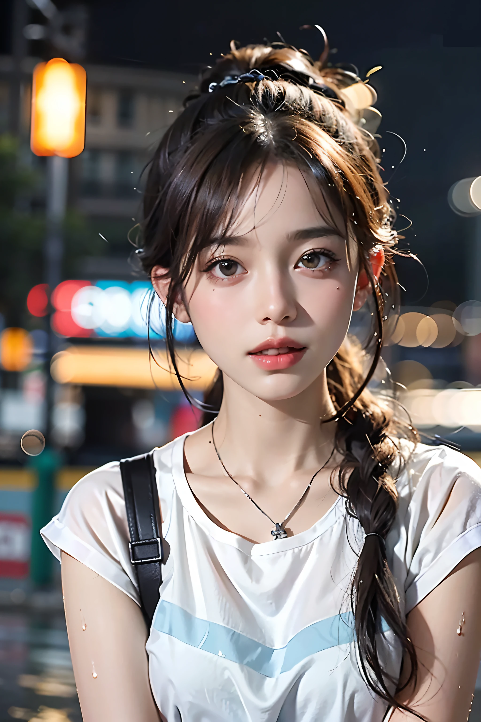 mix4,(8K, RAW photo, Best quality, Master:1.2), (Realistic, photo-realistic:1.37),1girll,Cute,Cityscape,saigon 1990, Night,rain,Wet,Professional lighting,photon maping,Radio City,Physically-based rendering ,