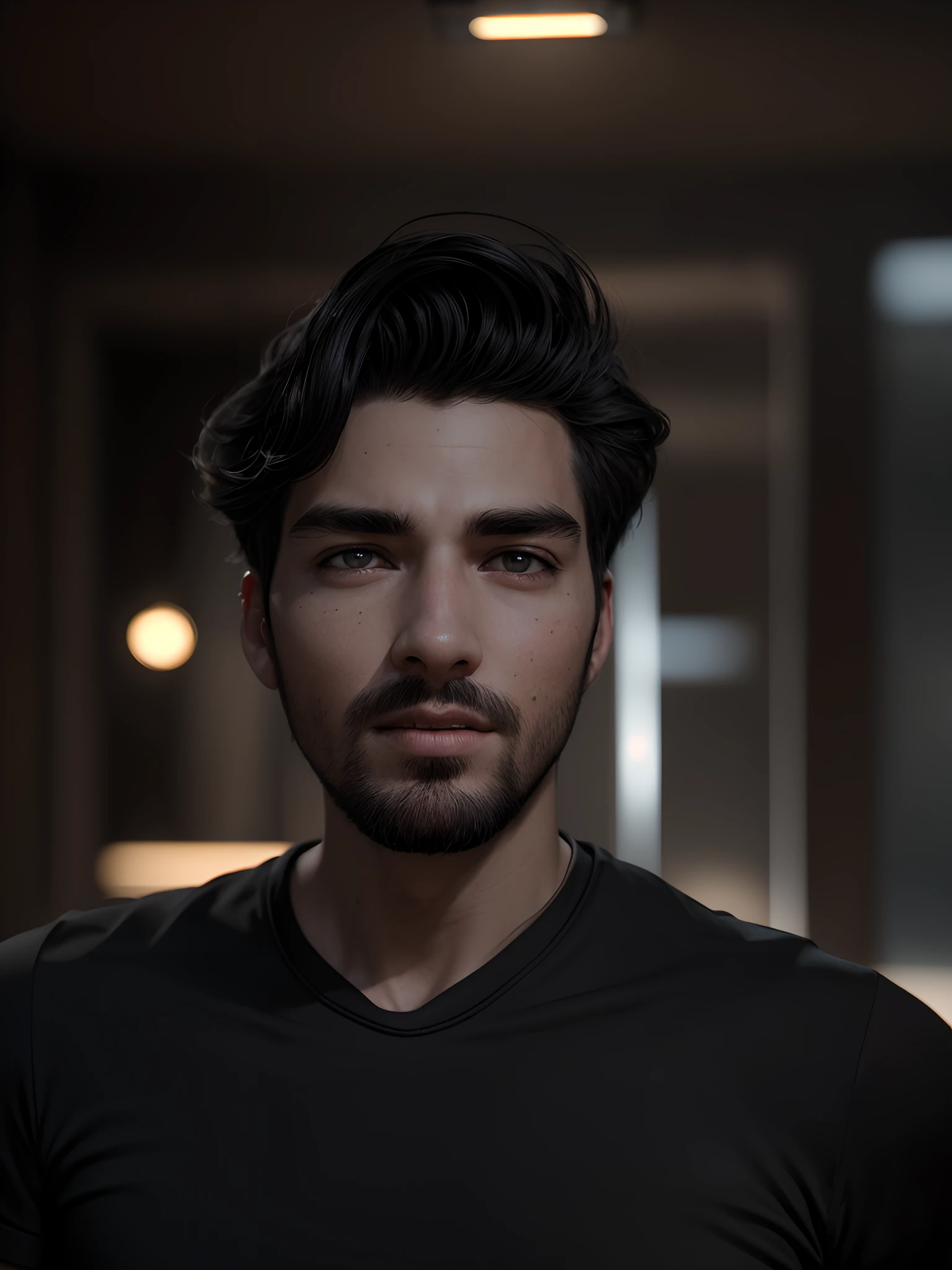 a young boy realistically, wearing black tshirt focse every minor face detailed 100% face detailed original face detailed natural face hyper realistic image dynamic lights, old, gray stubble, full shoot, (extremely detailed CG unity 8k wallpaper), trending on ArtStation, trending on CGSociety, High Detail, Sharp focus, dramatic, photorealistic