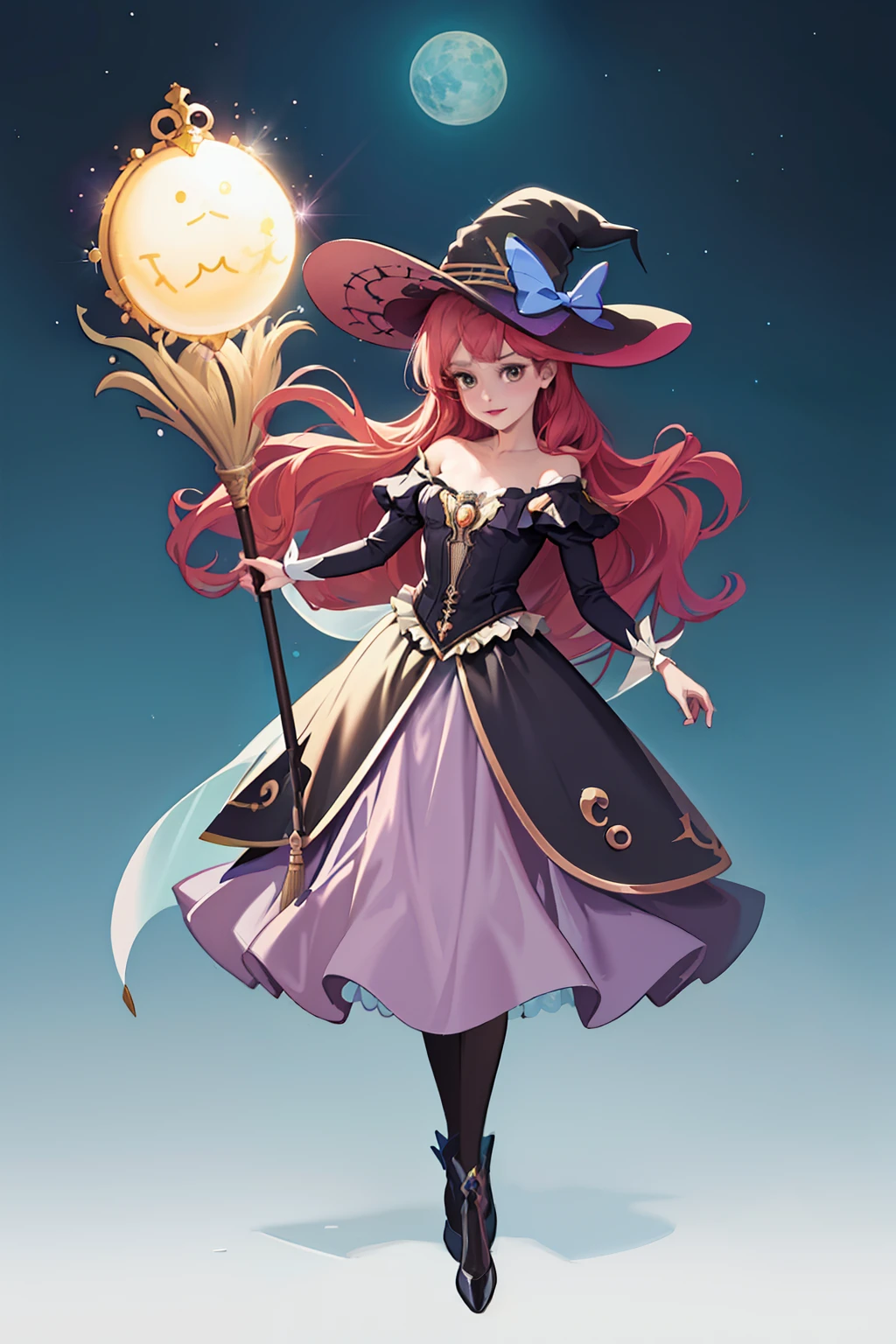 A close-up of a man with a cat and a broom, classical witch, witch girl, guvez, astral witch costume, witch core clothes, wearing long and fluent clothes, witch costume, very beautiful anime cat girl, anime full body illustration, beautiful anime cat girl, high quality anime art style, anime character magician,fullbody