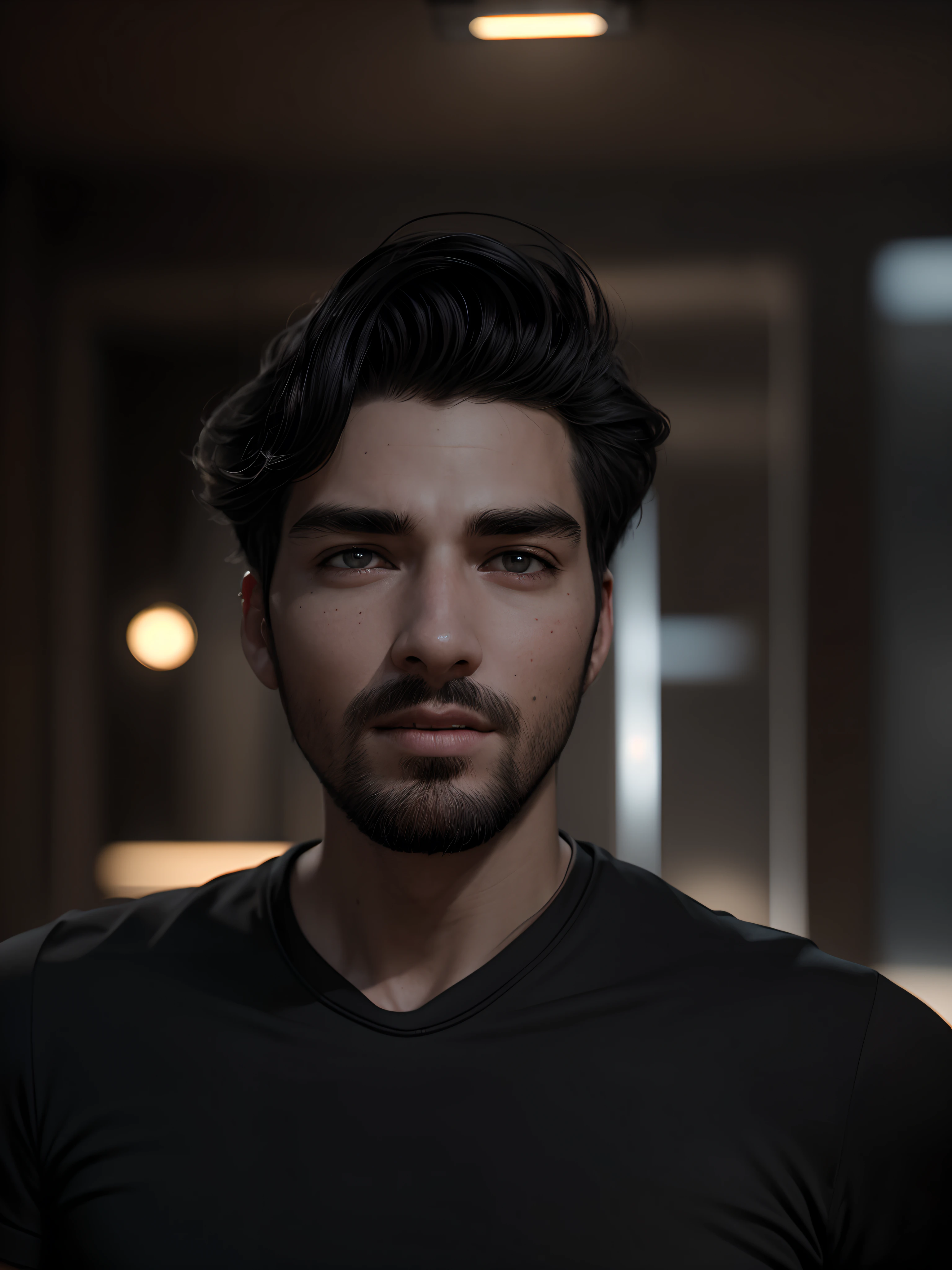 a young boy realistically, wearing black tshirt focse every minor face detailed 100% face detailed original face detailed natural face hyper realistic image dynamic lights, old, gray stubble, full shoot, (extremely detailed CG unity 8k wallpaper), trending on ArtStation, trending on CGSociety, High Detail, Sharp focus, dramatic, photorealistic