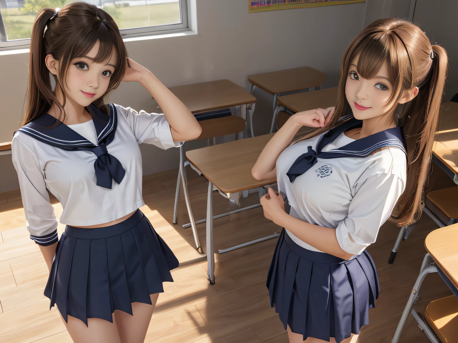 1 girl、(real:1.5)、( face, virgin face,  masterpiece, 1 Girl, Very detailed, Fine skin, White skin, Lighten up the subject, Movie Light, beautiful face, Beautiful Eyes, Lip gloss), (((Ash Blonde Hair)))、((Short Bob))、(school uniform:1.5)、（micro mini skirt）barefoo、Blunt bangs,blue eyes, (((large natural breasts))), ((full body))、on a bed、(Booty pose:1.5)