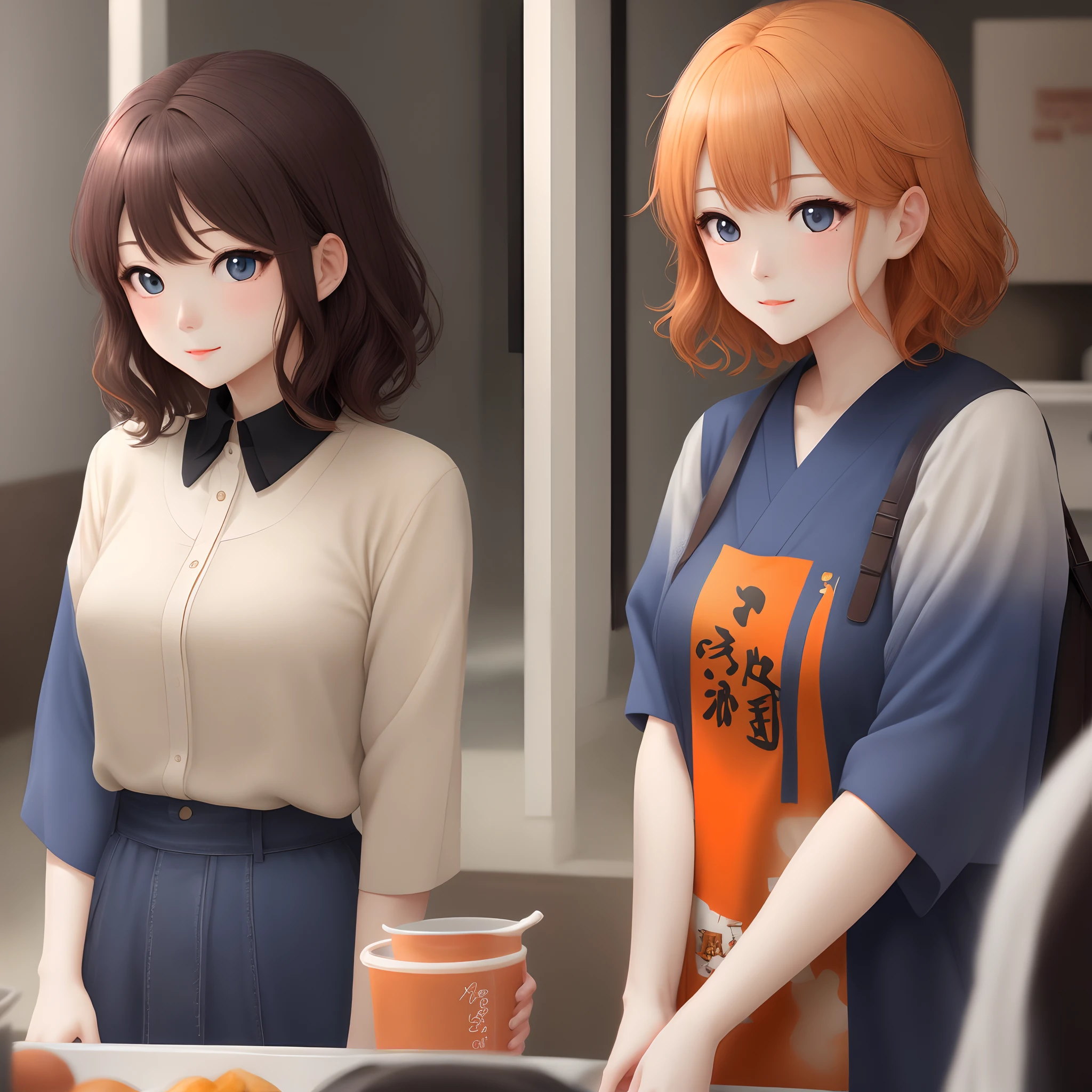 working adult
woman
Medium hair with brown and orange gradient
blue eyes
Shinonome sister and brother