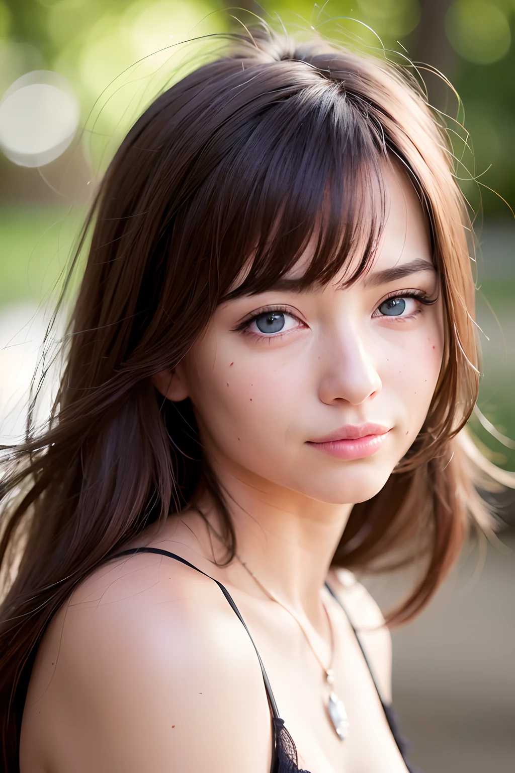 (realistic, photo-realistic:1.37),(8k, RAW photo, best quality, masterpiece:1.2), cute, ultra-detailed,heart-shaped pupils,physically-based rendering, ultra high res, kodakvision color, shot on Arricam LT Camera, bokeh, sharp focus,
looking at viewer,photorealistic,realistic, solo, photorealistic, best quality,extremely detailed face,extremely detailed eyes and face, beautiful detailed eyes,absurdres, incredibly absurdres,haunting smile,Messy hair, floating hair, ,