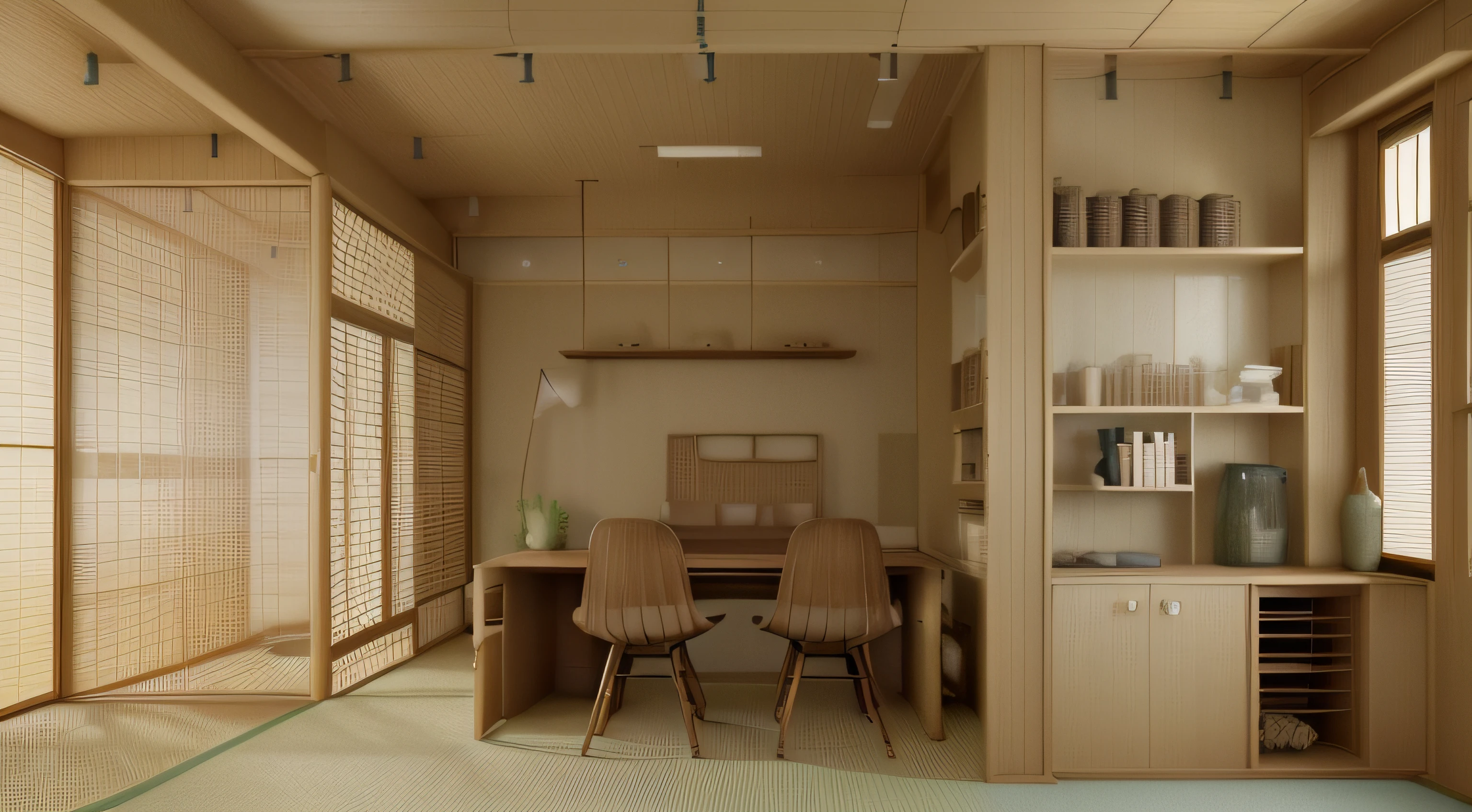 Minimalism: Japanese interiors are known for their simplicity. Clutter is minimized, and only essential items are prominently displayed. Natural Materials: Japanese design often incorporates natural materials such as wood, bamboo, rice paper, and stone. These materials create a strong connection to the environment. Neutral Color Palette: Neutral and muted colors like white, beige, and soft grays dominate the color scheme, creating a serene and tranquil atmosphere. Shoji Screens: Sliding paper screens, known as Shoji, are used to divide spaces and filter light, adding a sense of privacy and elegance. Fusuma: These are sliding panels covered in elaborately designed fabrics. They are used to create versatile and visually appealing room divisions. Tatami Flooring: Traditional Japanese straw mats called tatami cover the floor, offering a comfortable and natural flooring option. Zen Aesthetics: Zen principles, emphasizing simplicity and tranquility, play a significant role in Japanese interior design. Bonsai and Ikebana: Miniature trees (bonsai) and elegant flower arrangements (ikebana) are often used as decor, adding a touch of nature indoors. Wabi-Sabi: This concept celebrates imperfection, appreciating the beauty in natural wear and aging, which is reflected in the design elements.
