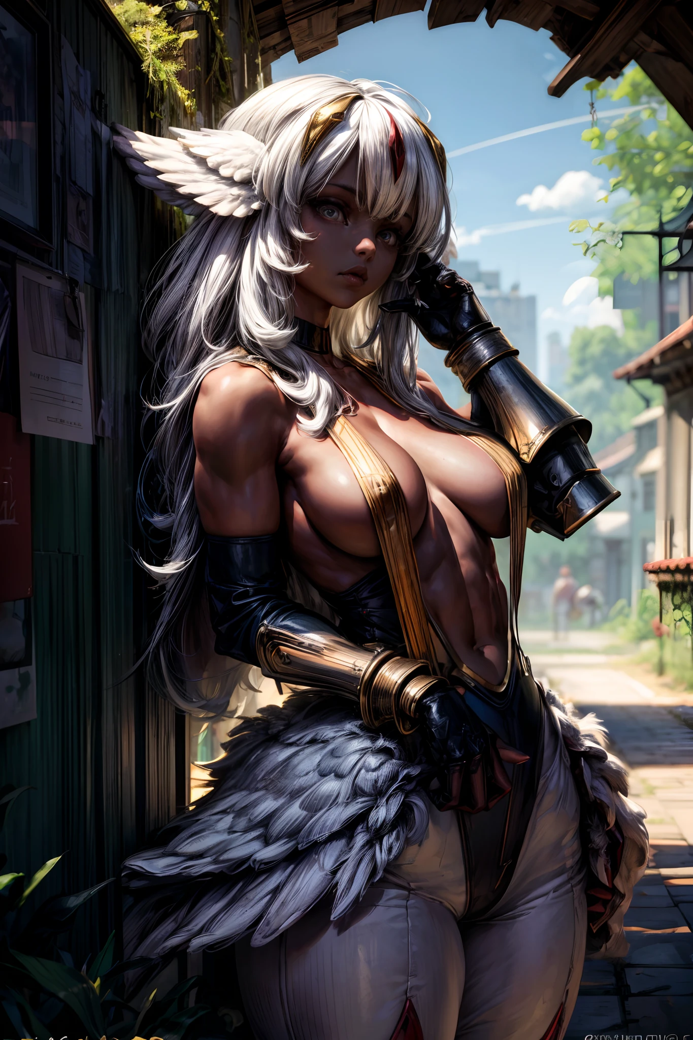 3dcreature cute eagle wearing thor armour or with detailed floral ornament, beak, 1boy, big eyes, chibi, Photorealistic, Hyperrealistic, Hyperdetailed, analog style, hip cocked, demure, low cut, black lace, detailed skin, matte skin, soft lighting, subsurface scattering, realistic, heavy shadow, masterpiece, best quality, ultra realistic, 8k, golden ratio, Intricate, High Detail, film photography, soft focus