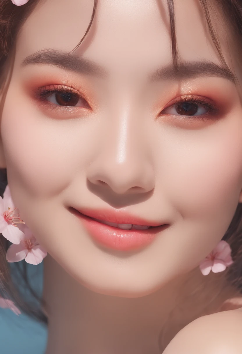Sakura, cum on face, close up, completely naked, smiling