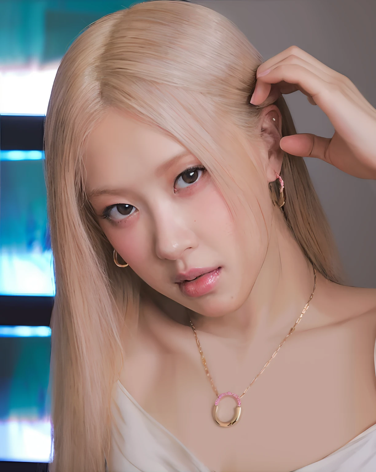 (Highest quality, 4K, 8k, High resolution, masterpiece:1.2), Very detailed, (Realistic, photoRealistic, photo-Realistic:1.37)、club、stage、Japanese、Two Girls、(kiss)、(Completely naked)、ear piercing、Blonde with a black choker、(Hairstyle:random),Shiny skin caused by lotion、Gal Fashion、Oily skin、Sweaty skin