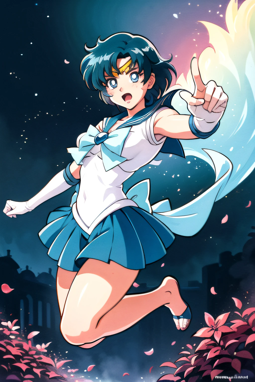 (top-quality:1.3), (​masterpiece:1.4),(Anatomically correct), (Full limbs),(complete fingers),(Precise fingertips), (Fine details),(8K),Photorealista,Sailor Moon!!!!!!!!, Sailor Moon Style,by Sailor Moon, Sailor Senshi Uniform,(Sailor Mercury:1.25),aqua eyes, Dark green hair,raw, 1 girl, ((rage)), Color Theme Red, Dramatic light, Violence Everywhere, Bloody destruction of corpses in the background, Dark and blurry background, (angry expressions:1.4), (Raging Eyes:1.2), ), Mental breakdown, intimidation, Ways to harm, (irate:1.4), revenge, rage, destruction, murder, Maniacal,magician, spell magic, Magic Circle, ((magic in hand)),(using light magic:1.4),water magic, imaginative overlays, artistic fusion,fantastical scenes, evocative narratives, striking visuals,((Depth of field and blur)), ((watercolor paiting)), Large breasts, Bare shoulders, Flowers and petals, Conceptual diagram of Bevera , (White background:0.5), (Illustration :1.1), (Very thin and beautiful: 1.1), (perfect  detail: 1.1) Doodle style background, liberta, souls, Digital Illustration, Perfect Anatomy, Centered, Approaching perfection, Dynamic, Highly detailed, Watercolor painting, art  stations, Concept art, Smooth, Sharp Focus, Illustration,(Fighting Pose:1.25),((Magical Dark Forest :1.2)),at the sunset, a moon, ((Strong dark shadows recommended for the scene:1.2)), Golden flowers ,((glowing butterflies )), Beautiful magic style, Golden Water Reflection,Fierce, concept-art, Digital Painting,Step onto the ground ready to fly to the top of an ancient Chinese temple ready to fight, Tall ancient Chinese temples, Night, nigh sky, (Cracked ground:1.2), Step into the ground, Monkey walking on the ground, Snow and clouds on the horizon, Flying,((yawns))、dance,(Artistic jumps:1.25),break dance,Strenuous movements,Stacked cargo container,Cracked concrete walls,Road exhaust,Countless white steam is coming out,The road surface is wet,Damaged buildings,Broken brick building,Fluttering hair,Beautuful Women,17 age,Bright smile,profetional lighting,Gray Light Lighting,Low angle from below,Blowing steam into the landscape,Fog in the landscape、Foggy、(Smooth limb movement,Palms,Smooth finger position),mont，rose garden,Colorful flowers,soft sunlight,Dancing butterflies,painting-like,Ethereal Atmosphere,Vibrant colors,（myst：0.9），（falls：0.8），（The cherry tree：1.3），（Cinematic compositions：1.3），（dream magical：1.3），hoang lap，blue flames，plasma，Particle effect，Crystal clear texture，Vibrant colors,（Skysky），spaces，starrysky,Skysky，intergalactic，depth of fields，light，Real Lights and Shadows，diffuse reflection，Dreamy and whimsical,Peaceful and charming,Colorful,painting coming to life,Totally captivating and charming,Simply breathtaking,