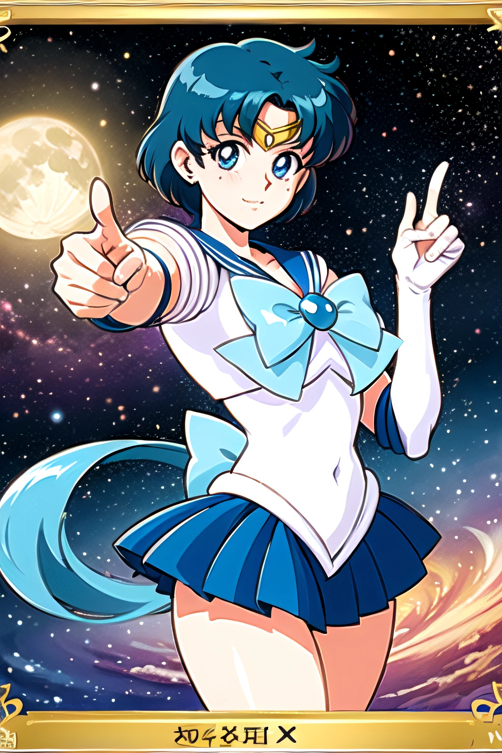(top-quality:1.3), (​masterpiece:1.4),(Anatomically correct), (Full limbs),(complete fingers),(Precise fingertips), (Fine details),(8K),Photorealista,Sailor Moon!!!!!!!!, Sailor Moon Style,by Sailor Moon, Sailor Senshi Uniform,(Sailor Mercury:1.25),aqua eyes, Dark green hair, Flower Frame， Decorative panel， abstract  art， Alphonse Mucha （tmasterpiece， best qualtiy， hight resolution： 1.4）， A detailed， intricate-detail， 4K， Color splattering， line-drawing， Fibonacci， starrysky， natta， outside of house， Clouds， Reflectors， Eau， magic， （Tarot Cards），The card， water magic， Sorcerer's Woman， （（Beautiful Golden Crystal Star）） buliding， palatial palace， Patterned， Semeru， Clouds， themoon