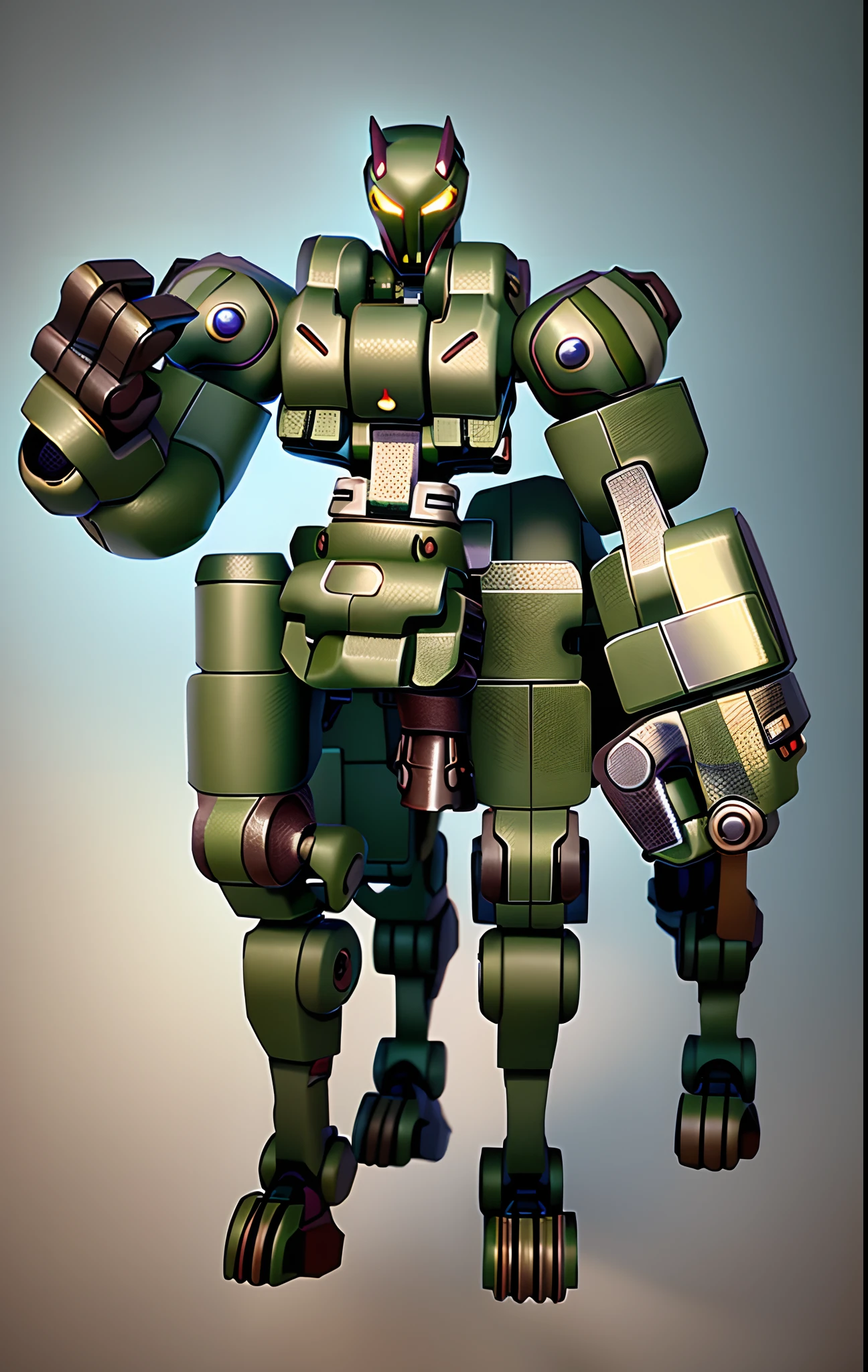 tmasterpiece, Best quality at best,disguise, 独奏,military,Camouflage armor,"(((Green camouflage cyberpunk armor:1))),Dark theme ::Focus close-up,Sci-fi high-tech cyberpunk)) :: Cool cyberpunk green camouflage army armor :: Natural lighting :: Bokeh :: 8K :: Best quality :: Masterpiece :: insanely details:1.5",Mecha, Draw close-up of robot with gun, Camouflage scheme, zaku, Camouflage gear, Color concept art, full body concept, Marine Corps Armor, combat mech clothes, 4k manga wallpapers, No text, Makoto shinkai style, far !!, Sending off from afar, Makoto Shinkai. a digital rendering, makoto shinkai art style, shoulders are visible, By Gwise and Makoto Shinkai
