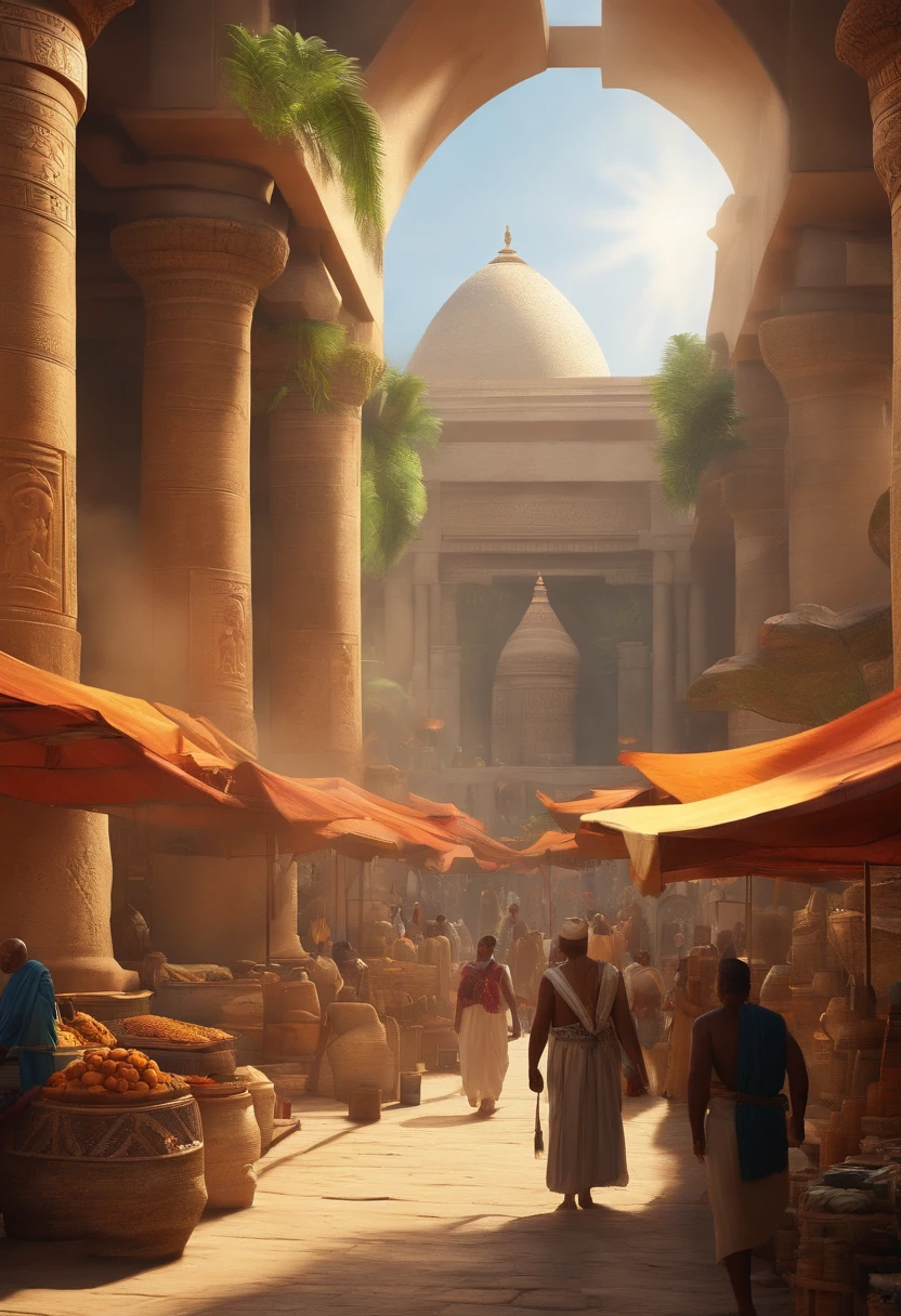(Ultra photo realsisim, Intricate, epic cinematic scenery), (Mind Destroyers search for the legendary Lost City, full bodyesbian) (In the bustling port), (Intricate, A lot of small details, Amazing lighting, stunning environment), (Colorful, Ultra photo realsisim, High quality, Highly detailed, Sharp focus, 8K UHD, ultra-realistic realism), A bustling ancient Egyptian marketplace by the Nile River, with vendors selling exotic goods and people in traditional attire.