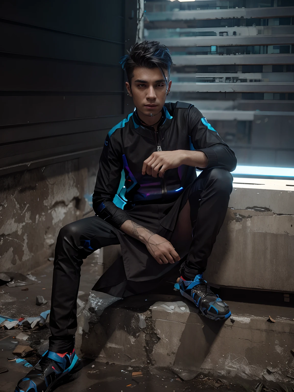 Change background cyberpunk handsome boy, realistic face,8k, ultra realistic ,
