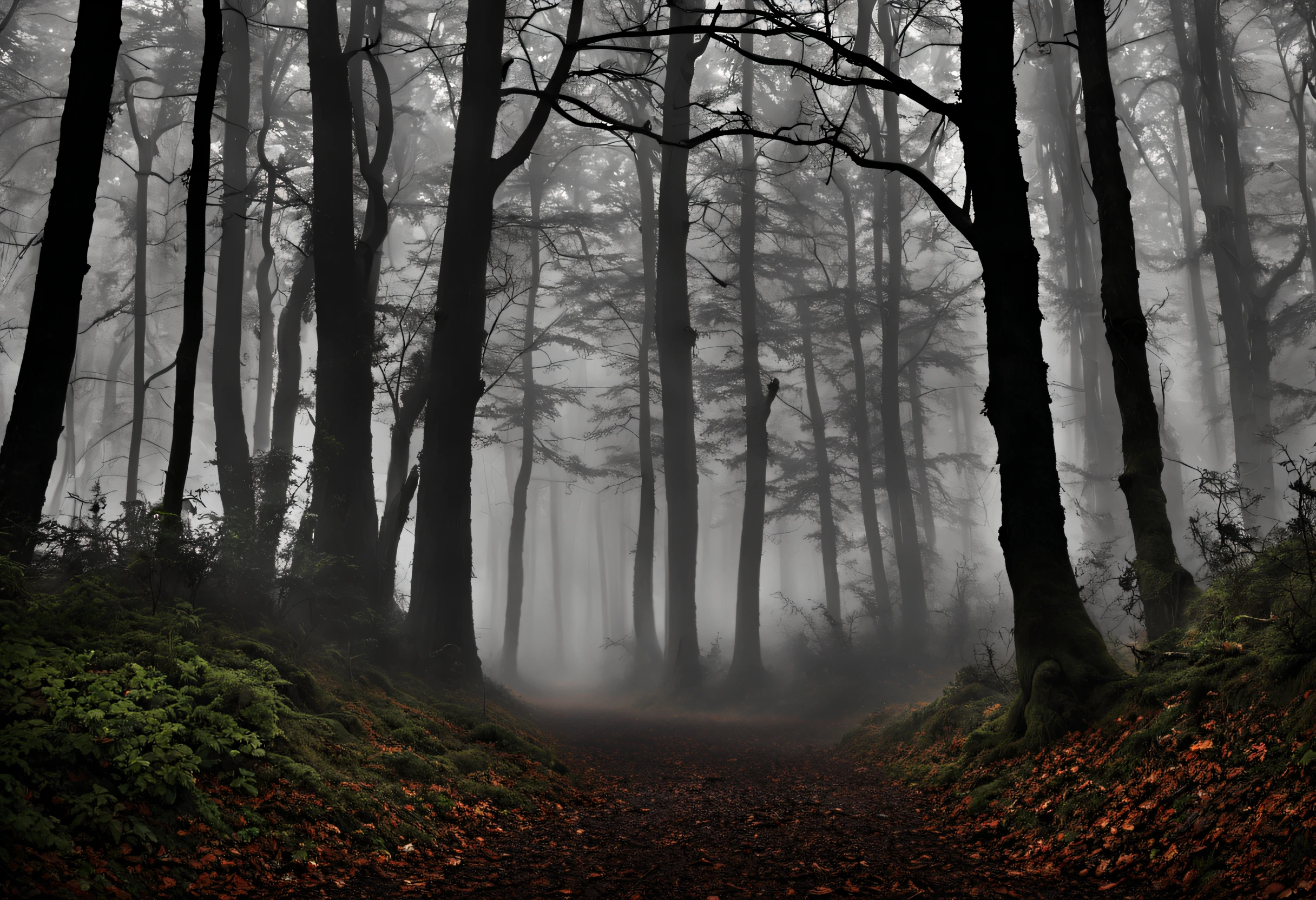 Te encuentras en un bosque oscuro y misterioso. The fog is so thick you can barely see beyond your own hands. A medida que avanzas, escuchas el crujido de las hojas secas bajo tus pies y el sonido de las ramas que se rompen a tu alrededor. De repente, You hear a strange noise behind you.