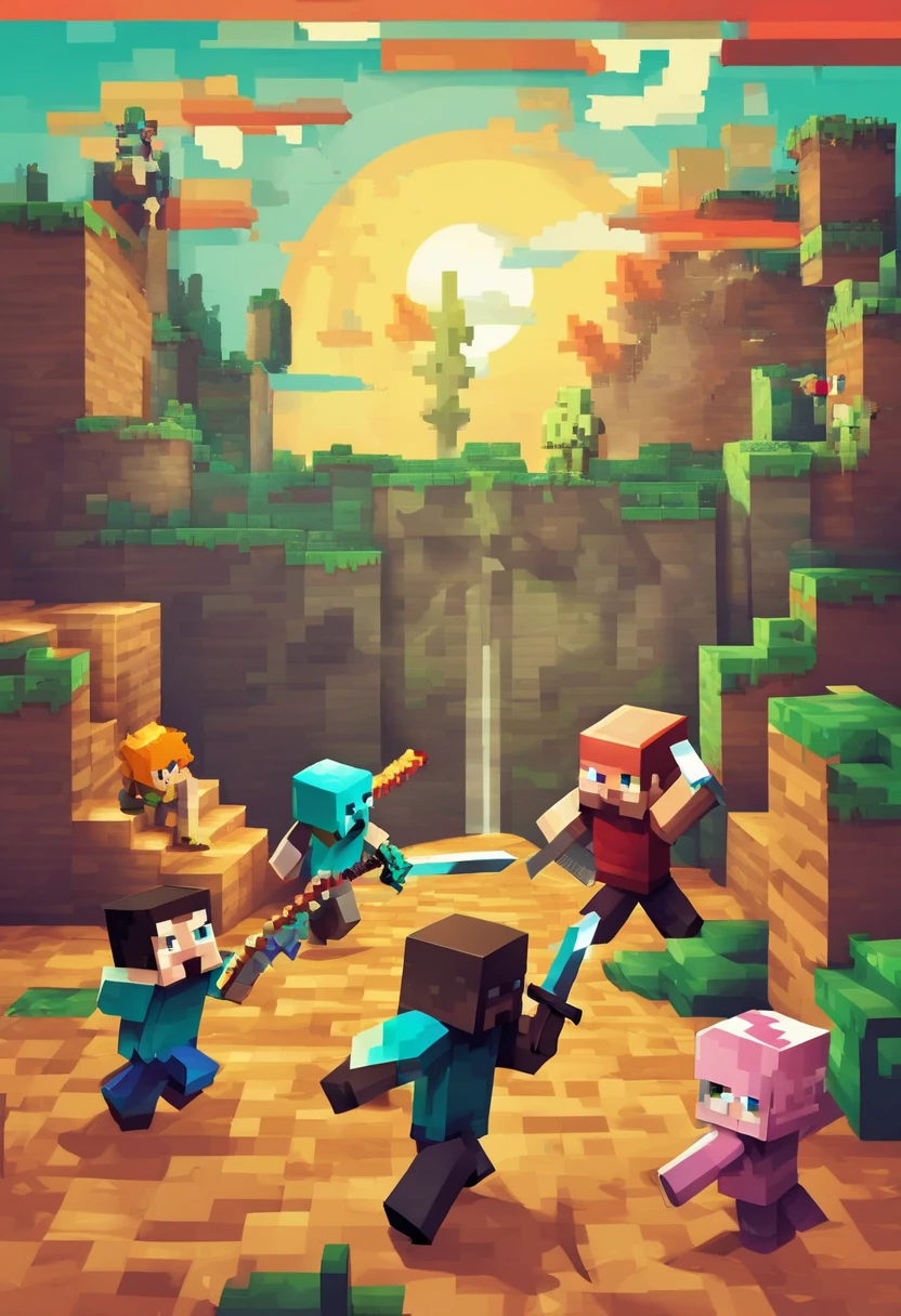 two guys fightning with swords