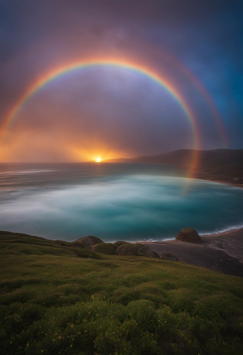 Close up of iridescent circle in the sky, ethereal rainbows, Rainbow clouds, A very colorful heaven, Rainbow clouds, Holy Light Halo, sunny rainbow galaxy stormy sea, Rainbow in the sky, Light Synchrotron Halo, ethereal rainbow nimbus, Prism Halo, bright rainbow nimbus, a glowing halo, Iridescent sky, Heavenly Light, Beautiful images ever created