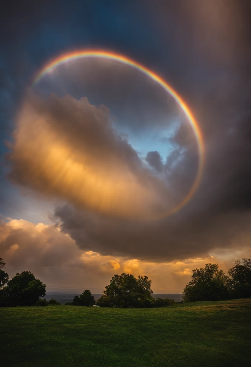 Close up of iridescent circle in the sky, ethereal rainbows, Rainbow clouds, A very colorful heaven, Rainbow clouds, Holy Light Halo, sunny rainbow galaxy stormy sea, Rainbow in the sky, Light Synchrotron Halo, ethereal rainbow nimbus, Prism Halo, bright rainbow nimbus, a glowing halo, Iridescent sky, Heavenly Light, Beautiful images ever created