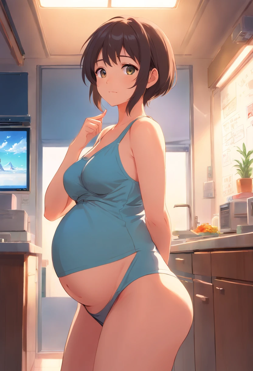 a pregnant girl have a big outie bellybutton