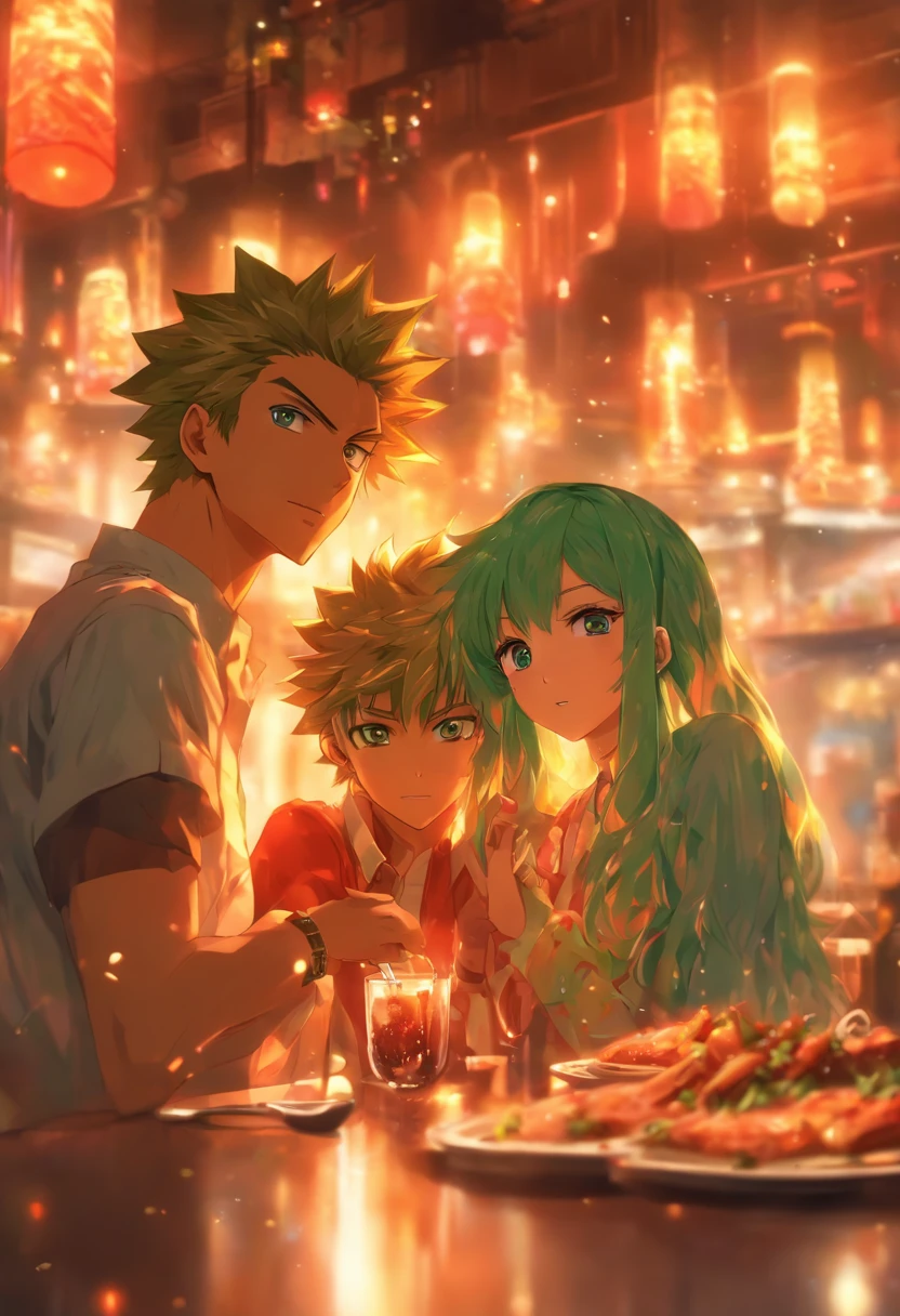 crossover badass anime characters Satoru Gojo, Yuji Itadori, Megumi Fushiguro
, Monkey D. Luffy, Nami, Roronoa Zoro, Nico Robin, Sasuke Uchiha, Naruto Uzumaki, Sakura Haruno, Kakashi Hatake, Shirou Emiya, Saber, Archer,
Claudia Hodgins,
Violet Evergarden, Cattleya Baudelaire, in table with food cokebottle. Landscape epic background. Portrait 9:16