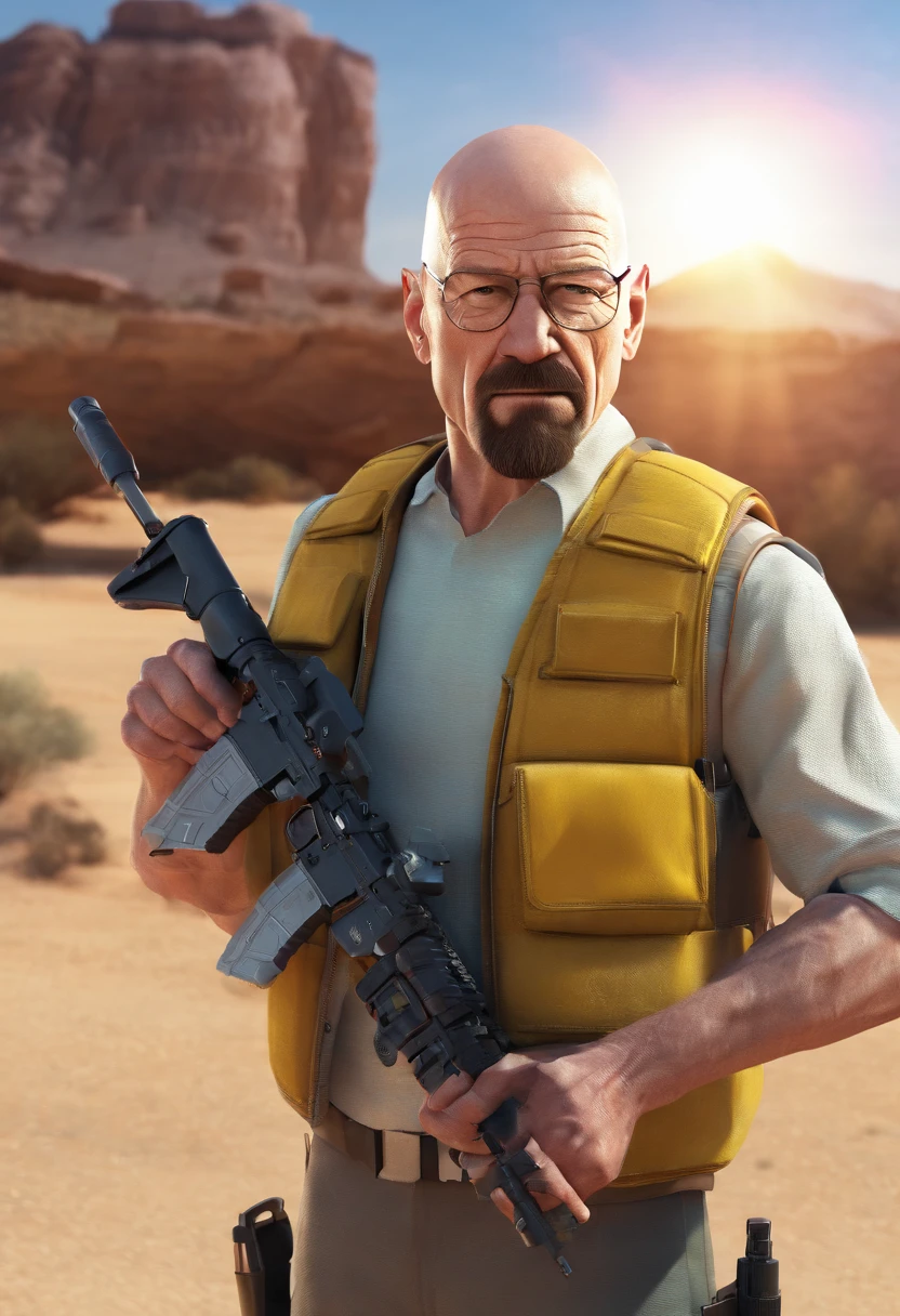 walter white holding m4a4 in hes hands