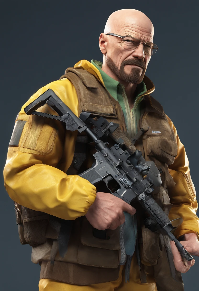walter white holding m4a4 in hes hands