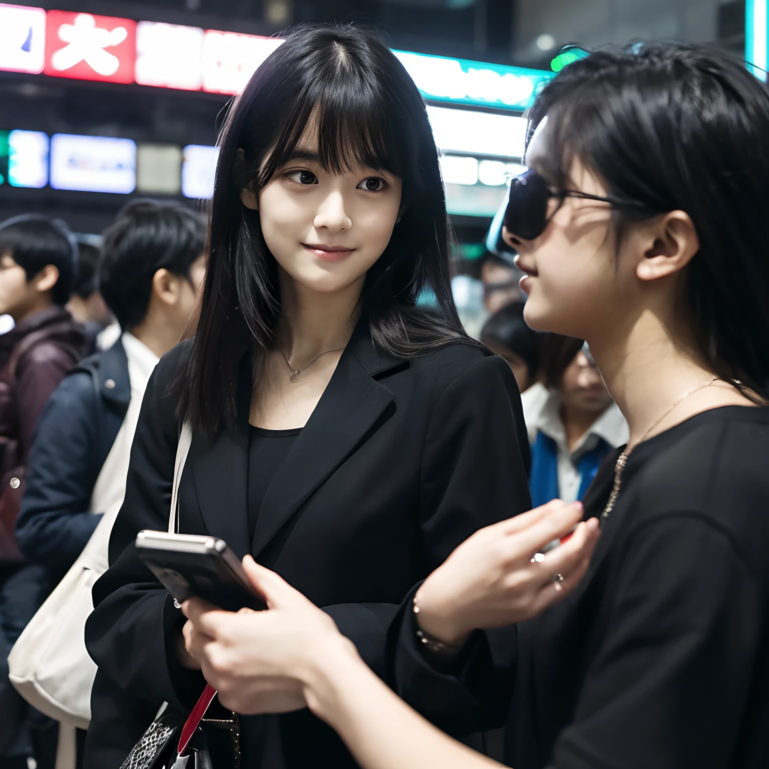 A dark-haired boy picking up girls at Shibuya Station