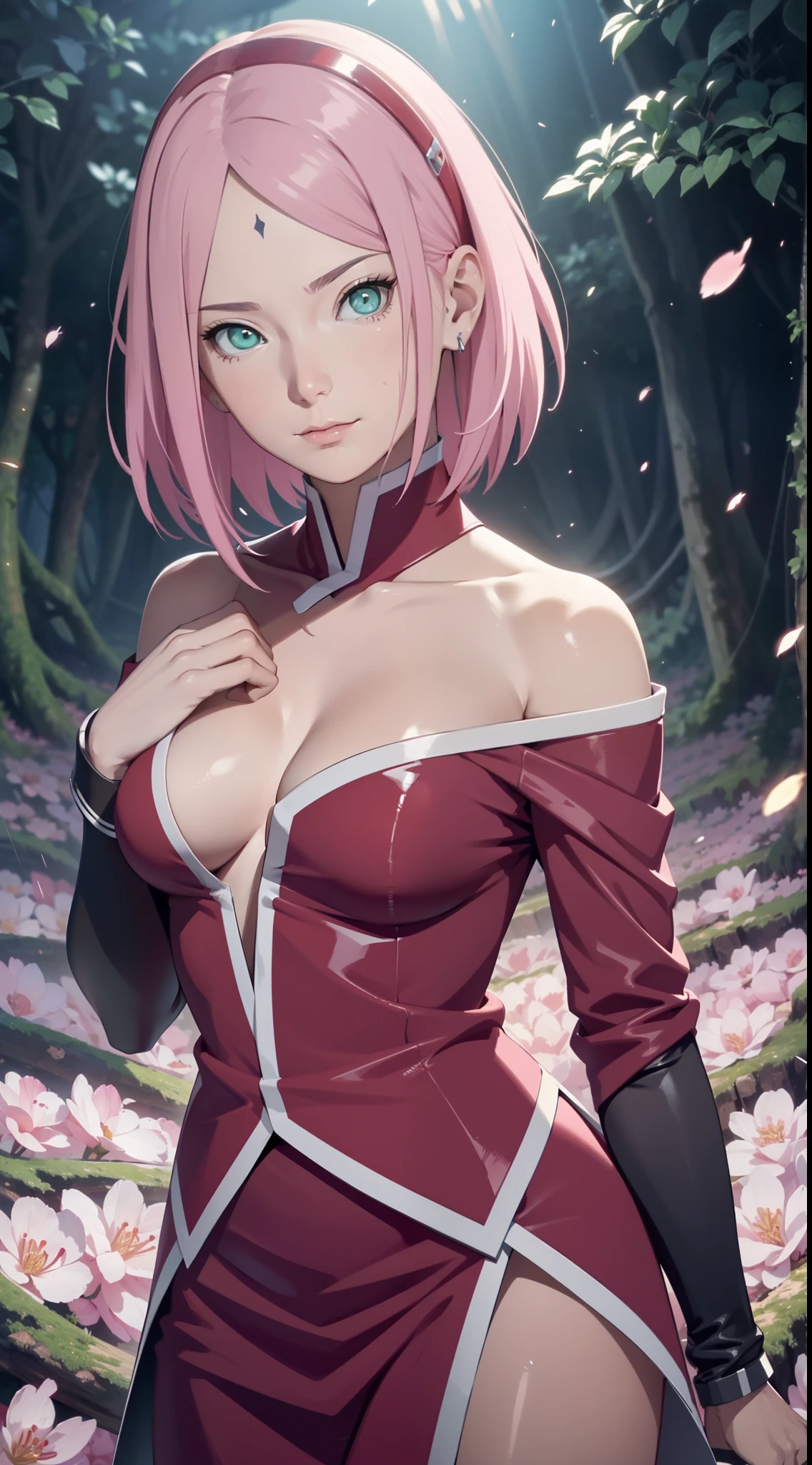 tmasterpiece, Johnny Depp walks through the city at night among fireflies,Cherry blossom forest, (high detal:1 1), Rough face, Natural skin, high qulity, NSFW, Naruto Sakura,A pink-haired,short detailed hair,Green eyes,(Large breasts:1.2),(Off-the-shoulder attire:1.5),Leaking out of the shoulder,(比基尼:1.5),(ssmile:1.2),Be red in the face,(cleavage:1.4),Sexy figure,perfect bodies,Pink clothes,beautidful eyes, (Detailed face and eyes), (the face: 1 2), noises,Extra, real photograph, .................PSD, Lamp film photography, sharp fokus, contrasty lighting, Delicate skin, High resolution 8K, insanely details, realisticlying, professional photoshooting, 8K UHD, SLR camera, softlighting, high high quality, filmgrain, Fujifilm XT3,magic,particle fx