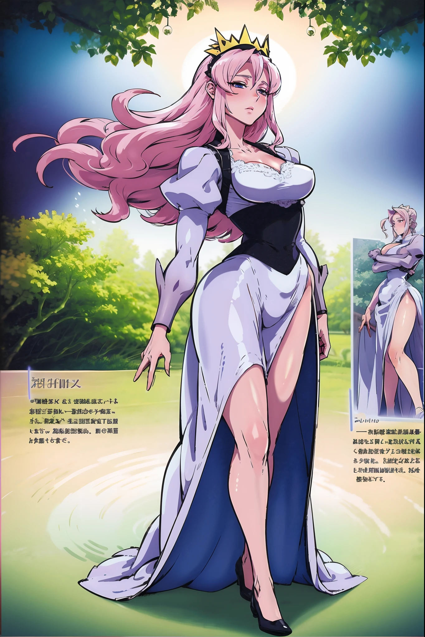 "(best quality,realistic:1),angelic figure,medium brushstrokes,pink flowing hair,beautiful detailed blue eyes,gossamer wings,translucent and ethereal,ankle-length white dress,chic knee-high boots,gracefully standing in a peaceful garden,wandering with angelic elegance"