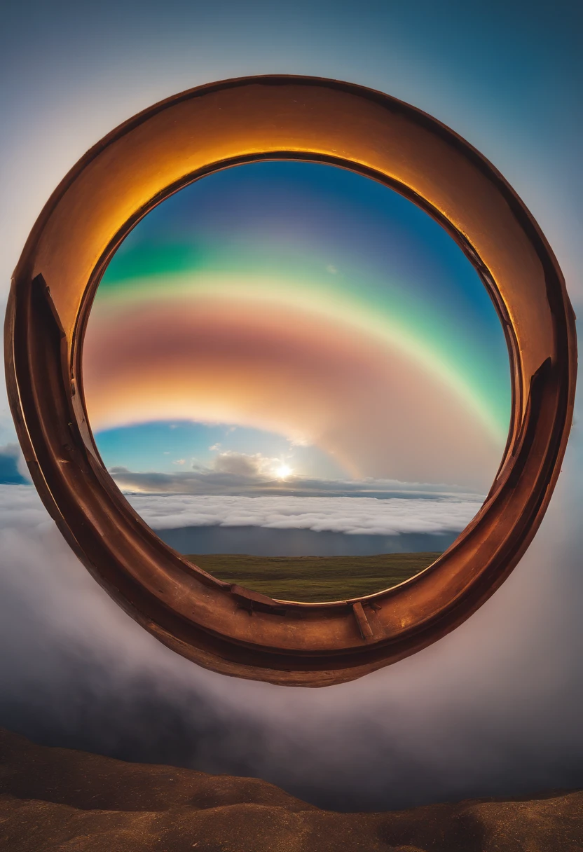 Close up of iridescent circle in the sky, ethereal rainbows, Rainbow clouds, A very colorful heaven, Rainbow clouds, Holy Light Halo, sunny rainbow galaxy stormy sea, Rainbow in the sky, Optical Synchrotron Halo, ethereal rainbow nimbus, Prism Halo, bright rainbow nimbus, a glowing halo, Iridescent sky, Heavenly Light, Beautiful images ever created