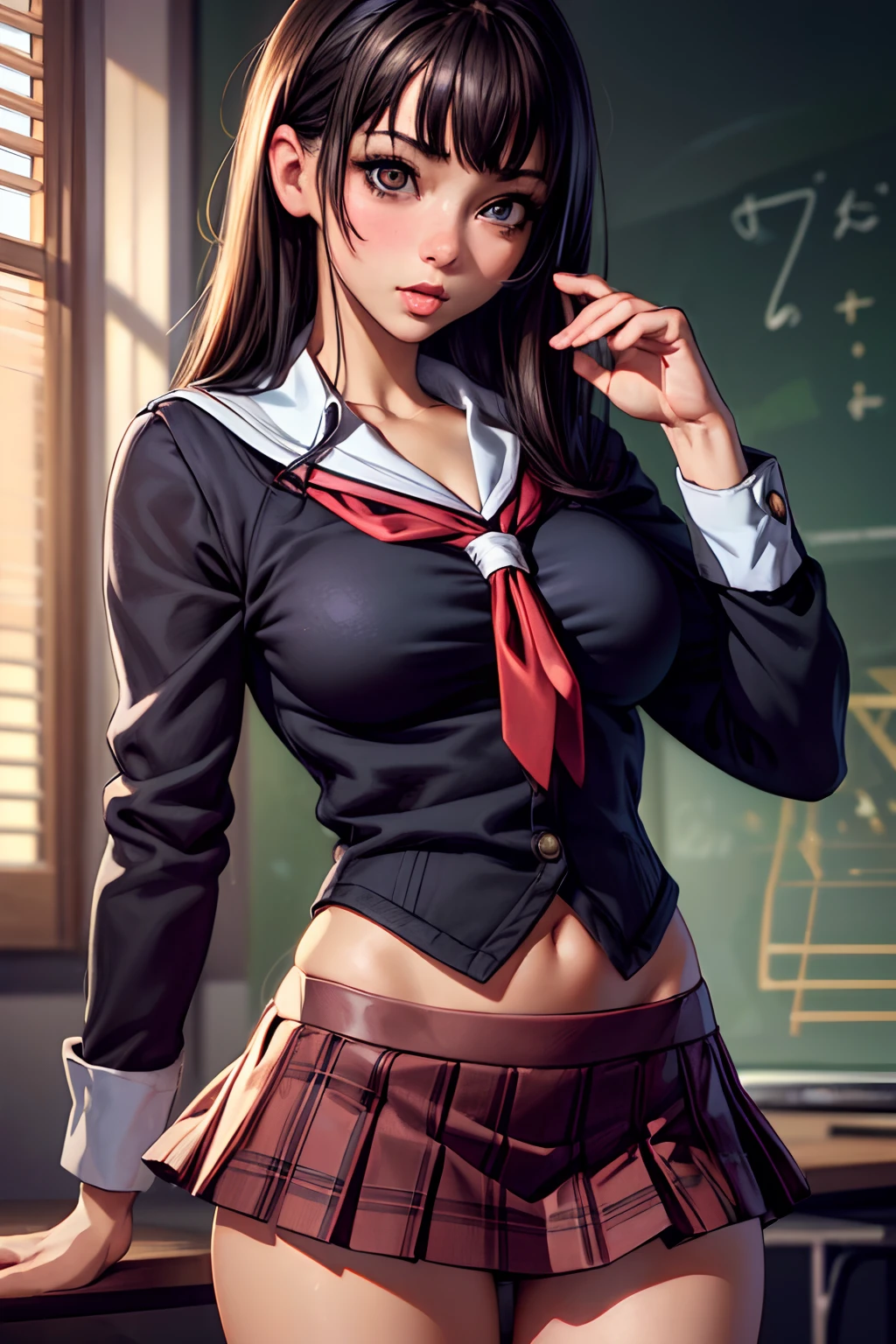 (best quality, high resolution, 4k, masterpiece:1.2), ultra-detailed, realistic:1.37, raw photo, photorealistic, solo, sex toy, insert into, mini skirt, schoolgirl uniform, ahegao, a dark-haired, high school girl, vibrant colors, soft lighting