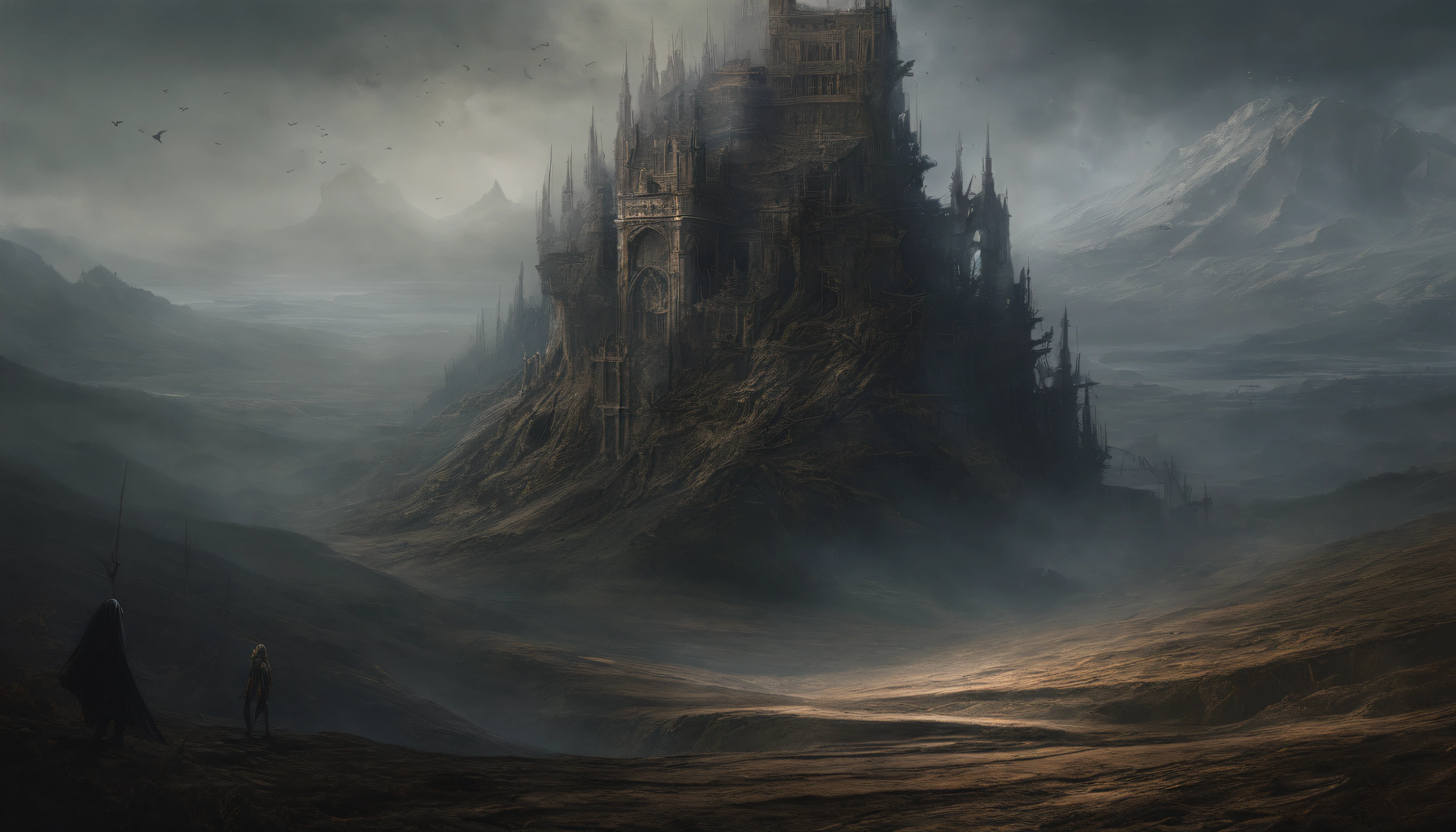 (by Greg Rutkowski: 1.2), (masterpiece), ((best quality)), extremely delicate and beautiful, illustration, (fantasy landscape), A mesmerizing fantasy landscape with enchanting elements blending seamlessly. ((Mt. Gagazet from final fantasy X)), A sense of tranquility and wonder fills the air, inviting exploration and discovery. Providing a distant view that captures the grandeur and atmosphere. From Brian Froud and Carne Griffiths and Wadim Kashin and John William Waterhouse, 8K post-production, high resolution, hyperdetailed, depth of field, HDR, intricate
