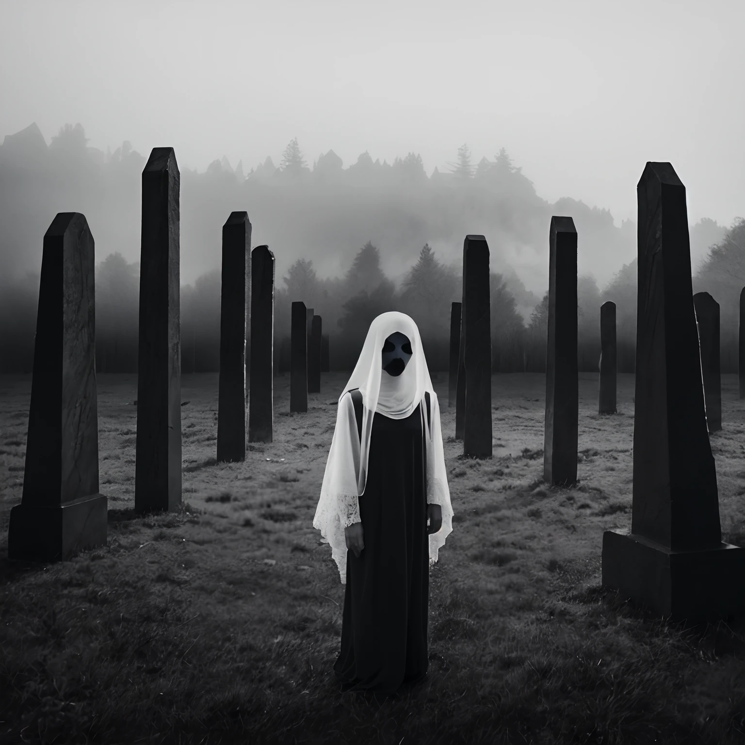 (a sad and depressed ghost): detailed eyes and face, transparent figure, ethereal appearance, wispy and flowing clothes, fading and desaturated colors, forlorn expression, floating in a misty graveyard, alone and isolated. (Melancholy): somber atmosphere, gloomy lighting, hints of fading sunlight, a sense of solitude and longing. (misanthropic): avoiding human interaction, avoiding eye contact, distant from human presence, ghostly whispers, haunt abandoned places, shying away from lively scenes. (medium: charcoal drawing), (best quality, highres), soft and smudged lines, capturing the ghost's emotions and ethereal nature.