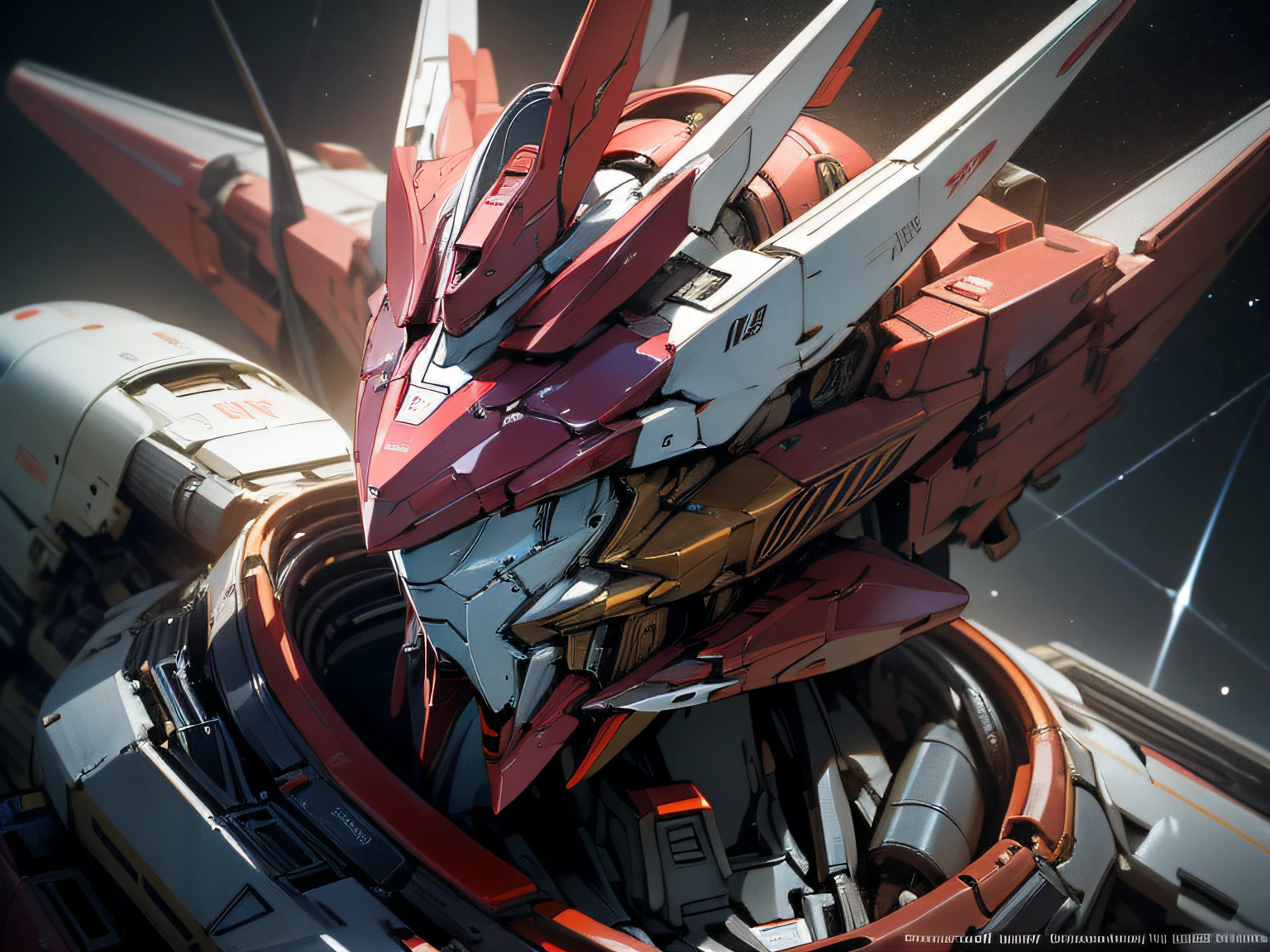 a red and white mobile suit robot, specifically the RGM-79 model, in space. The robot is depicted with beautiful and highly detailed features, The artwork is created using a combination of illustration and 3D rendering to achieve a realistic and photorealistic quality. The image is of the highest quality, with a resolution of 4K or 8K, showcasing ultra-detailed and sharp focus. The lighting in the scene is professionally done, highlighting the intricate details and creating a visually stunning effect. The color palette used in the artwork is vibrant and vivid, enhancing the overall aesthetic. The artwork is inspired by the concept of science fiction and captures the essence of a Gundam mobile suit floating in the vastness of space.