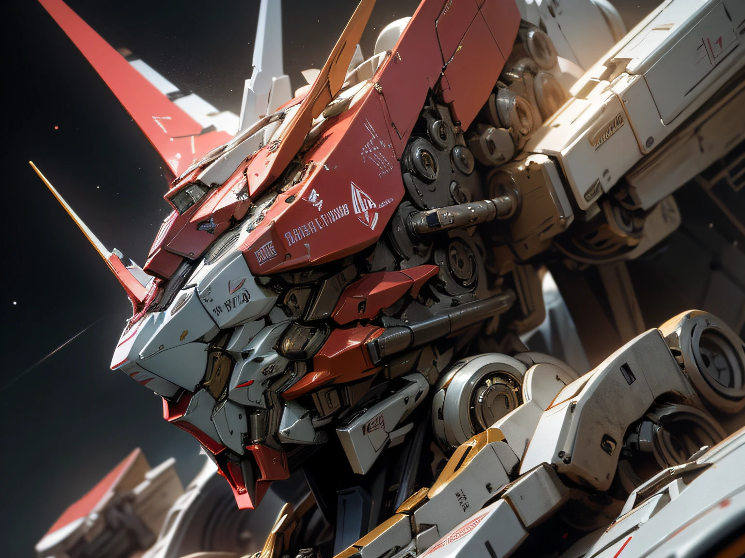 a red and white mobile suit robot, specifically the RGM-79 model, in space. The robot is depicted with beautiful and highly detailed features, The artwork is created using a combination of illustration and 3D rendering to achieve a realistic and photorealistic quality. The image is of the highest quality, with a resolution of 4K or 8K, showcasing ultra-detailed and sharp focus. The lighting in the scene is professionally done, highlighting the intricate details and creating a visually stunning effect. The color palette used in the artwork is vibrant and vivid, enhancing the overall aesthetic. The artwork is inspired by the concept of science fiction and captures the essence of a Gundam mobile suit floating in the vastness of space.
