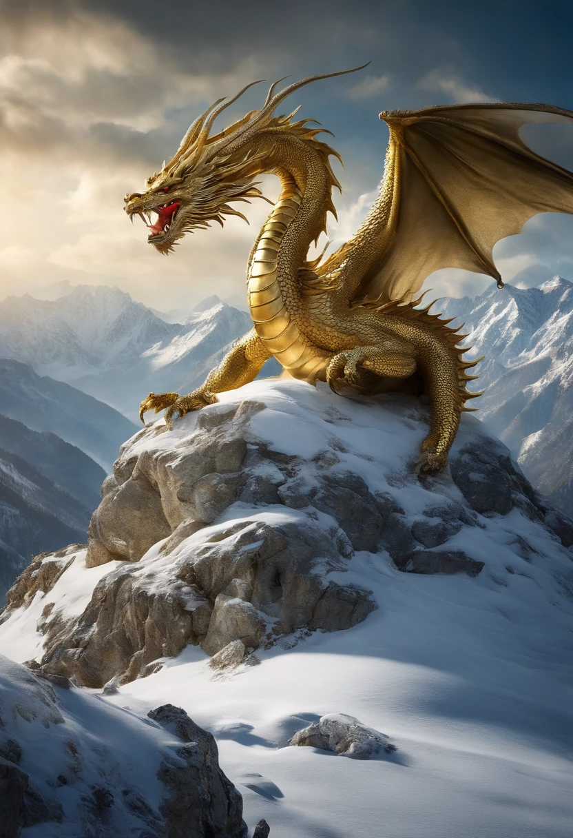 Huge scary stuff,On the snow
mountain,Noble landscape, Golden Dragon, shenron, secret, Brilliant, Strong, Contrasty, movie, Chinese Silver Dragon,