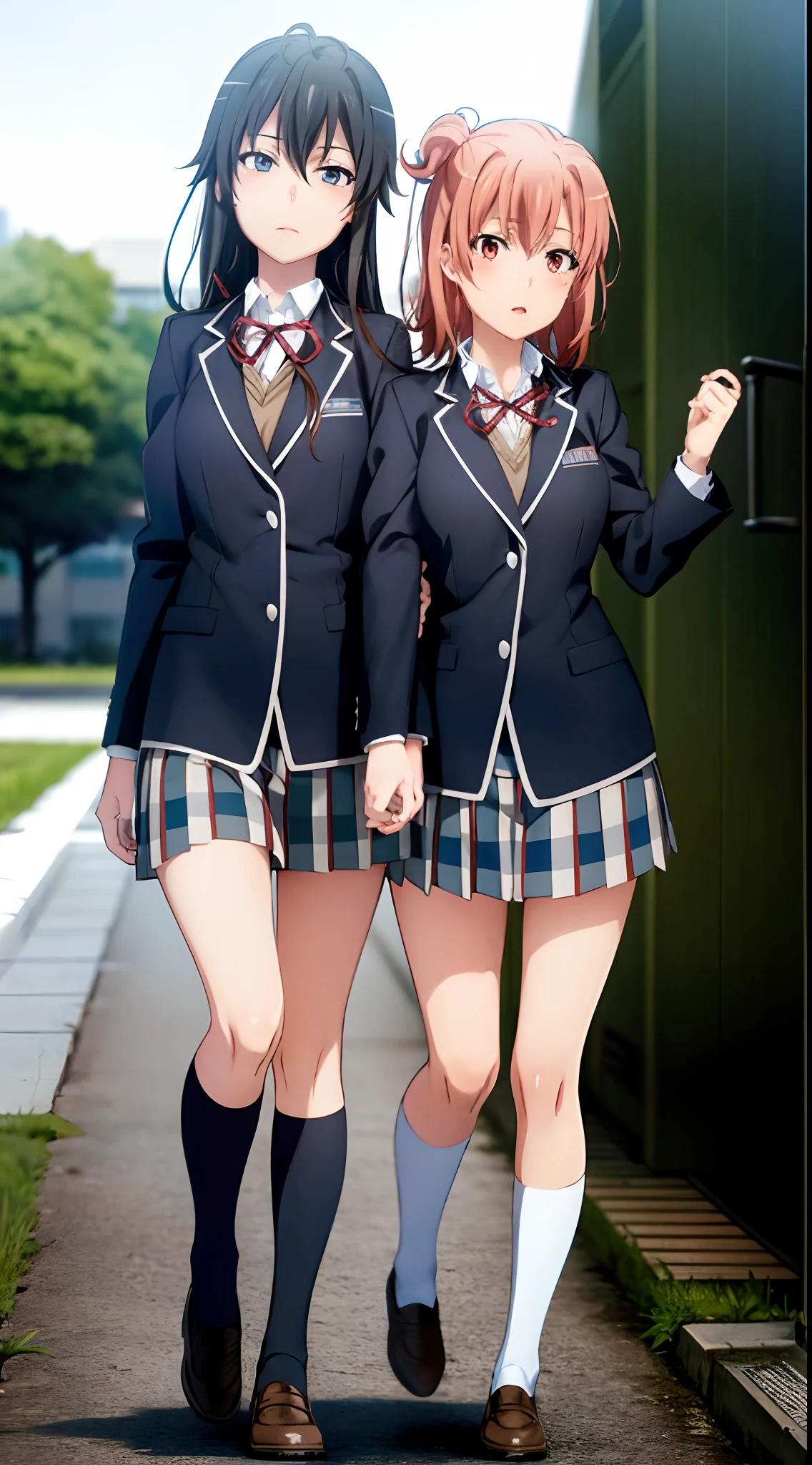 2girls, Anime, SNAFU, yukinoshita yukino, Yuigahama yui, uniform school, Waltz dance, yuri