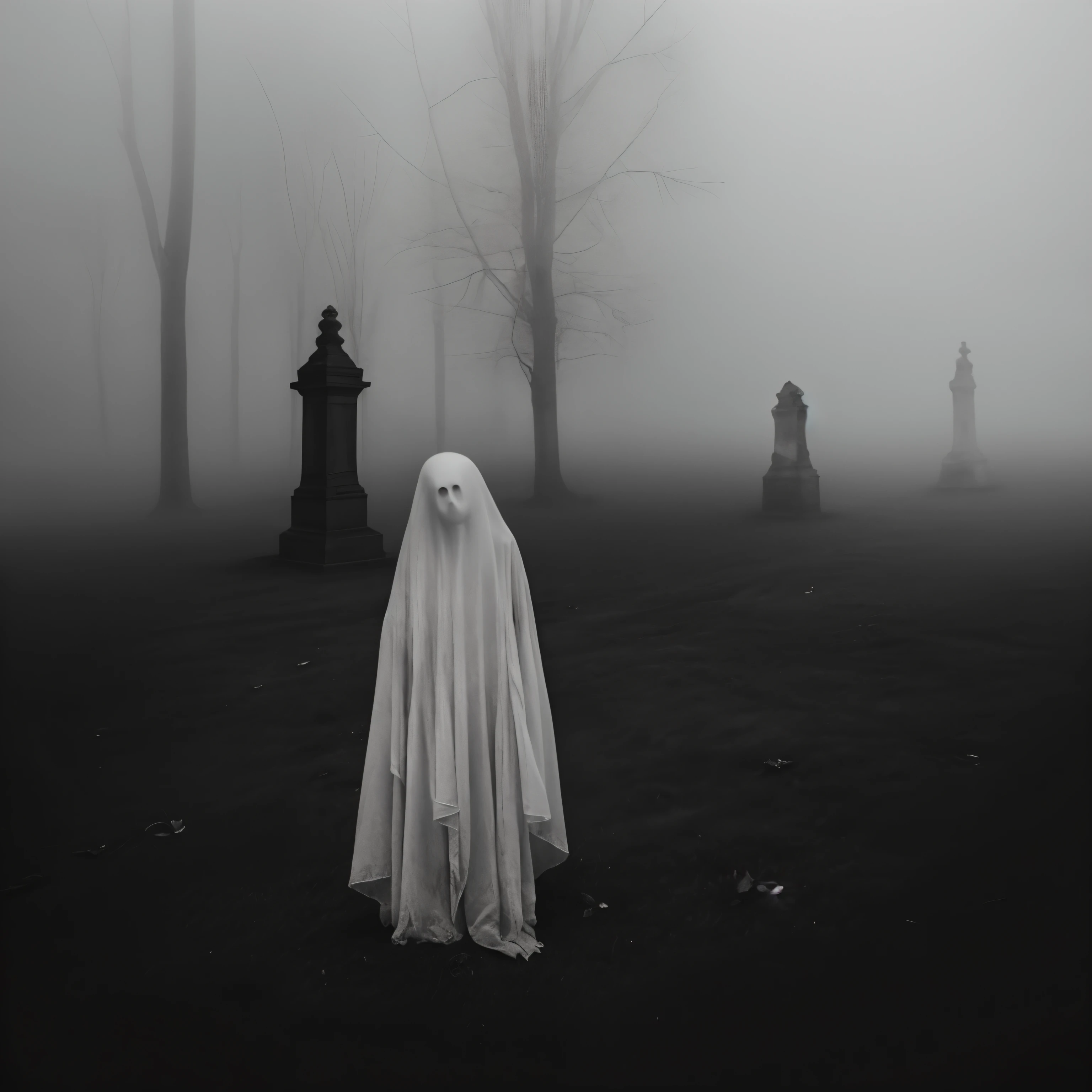 (a sad and depressed ghost): detailed eyes and face, transparent figure, ethereal appearance, wispy and flowing clothes, fading and desaturated colors, forlorn expression, floating in a misty graveyard, alone and isolated. (Melancholy): somber atmosphere, gloomy lighting, hints of fading sunlight, a sense of solitude and longing. (misanthropic): avoiding human interaction, avoiding eye contact, distant from human presence, ghostly whispers, haunt abandoned places, shying away from lively scenes. (medium: charcoal drawing), (best quality, highres), soft and smudged lines, capturing the ghost's emotions and ethereal nature.