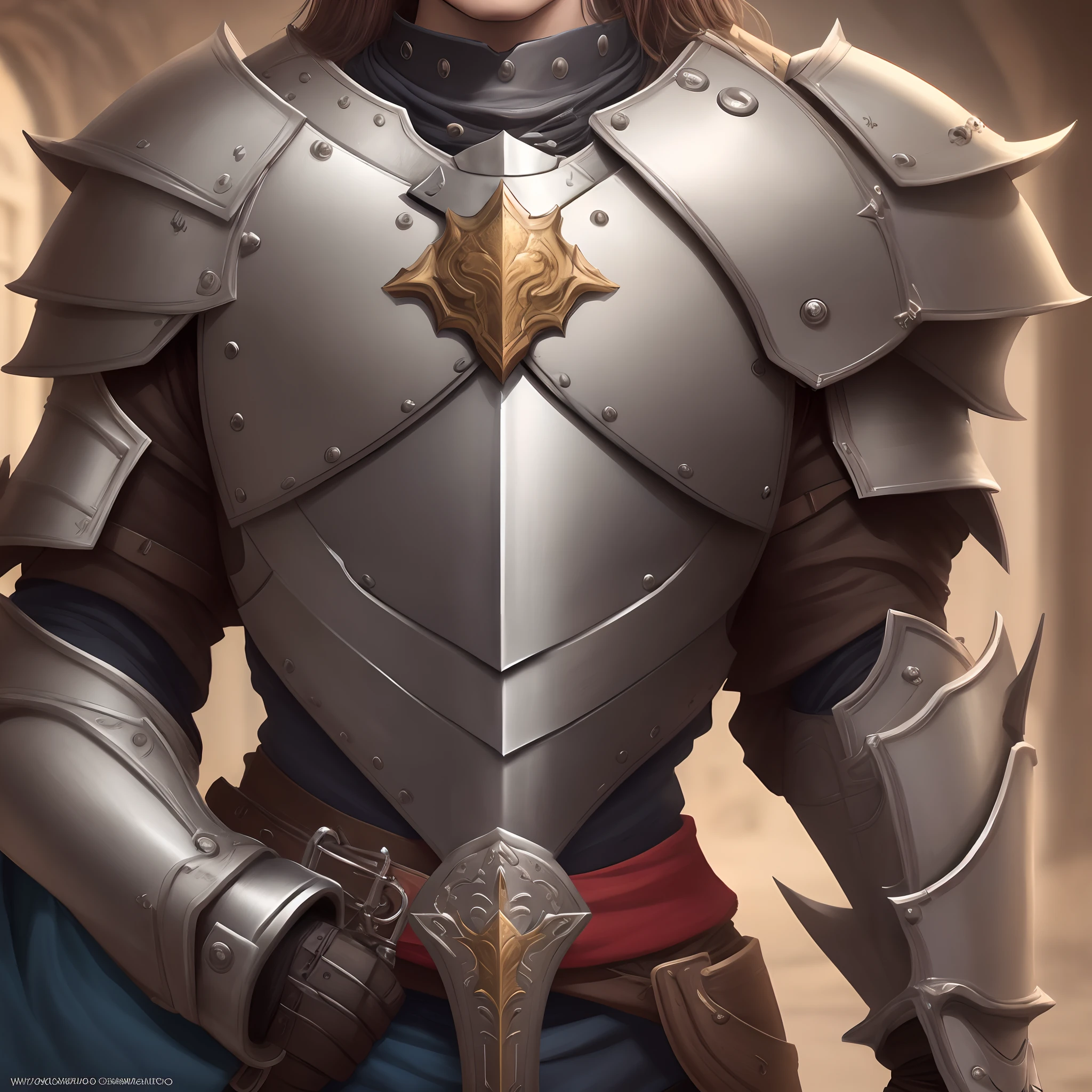 (realistic:1.3), poster, intricate details, upper body portrait painting \(artwork\), ((masterpiece,best quality)), ((cinematic light)), [kristen bell|pig|rosie jones], hybrid, hyperealistic, intimidating, dark fantasy \(style\), detailed armor
