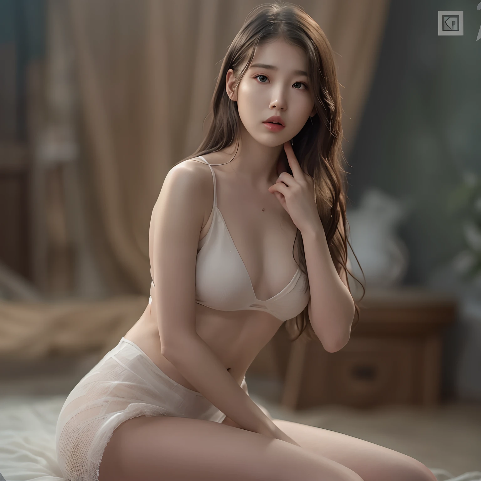 nikon RAW photo,8 k,Fujifilm XT3,photorealistic,realistic, solo, photorealistic, best quality, ultra high res, (skin spots:0.1) sexy expression, stan, totally naked, masterpiece, best quality, extremely detailed face, perfect lighting, solo,1girl, sexy sight best quality, ultra high res, photorealistic, ultra detailed, masterpiece, best quality, iu1, tiny butt, lee ji-eun, nipple visible, topless