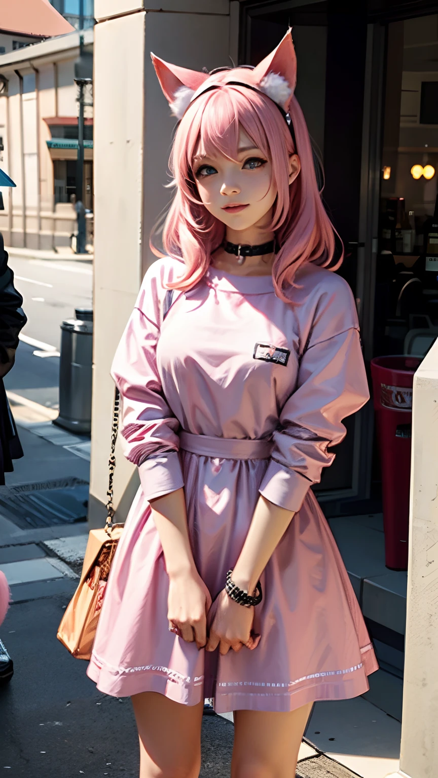 With a pink-haired girl with cat ears2Cats