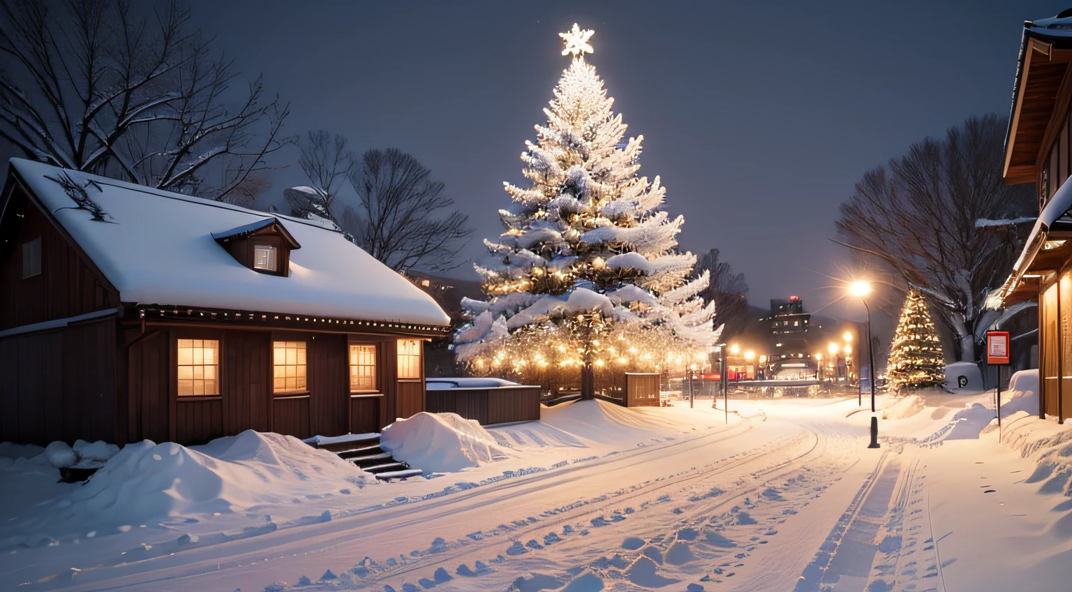 Christmas、covered in snow、White cityscape、white Christmas