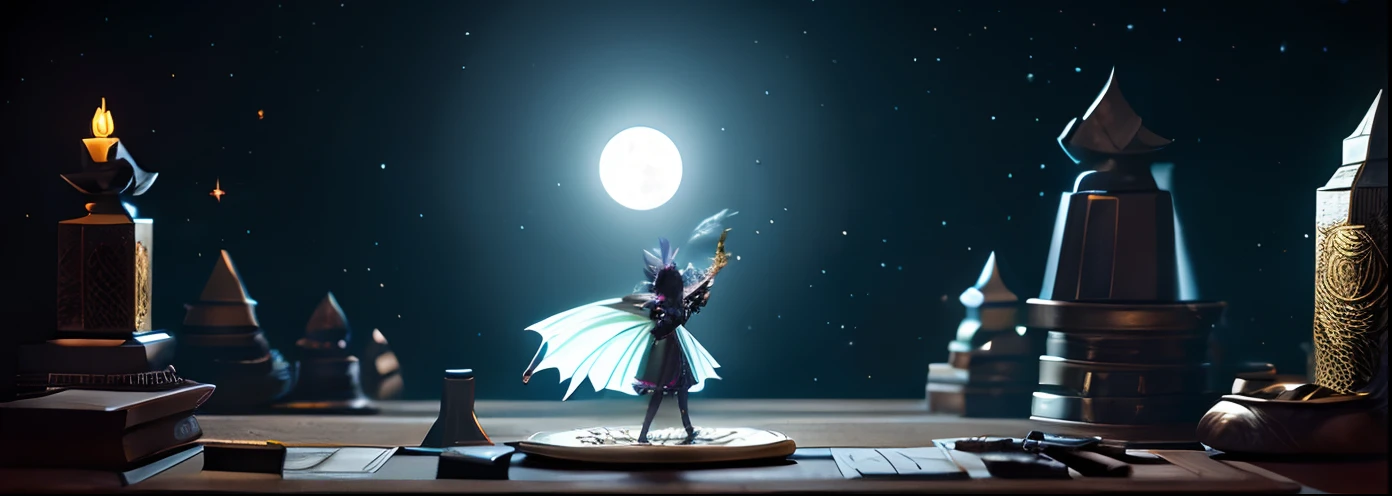 Shining Full Moon Night、Dragon in the sky、Graphic Fantasy Card Game Art、Artist Magali Villeneuve、Sorceress、Fantasy mage、mistic、Spiritual power