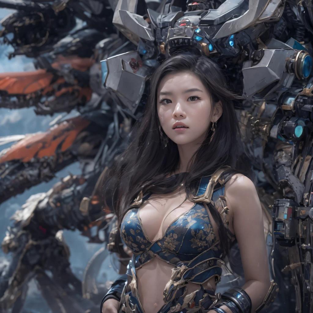 Mecha Female CG Giant Secret Realm，Asian woman poses in colorful futuristic matte armor, Realistic secret mech girl rendering, detailed face of a asian girl, Reality in the secret world, Smooth CG art, Realistic. Cheng Yi, Realistic secret style, A lovely secret rendering, Rendu portrait 8k, Render character art 8 K, Realistic portrait of a mecha woman， （Linen batik scarf）， Angry fighting stance， looking at the ground， Batik linen bandana， Mecha Female Secret Realm（Abstract propylene splash：1.2）， Dark clouds lightning background，废墟（realisticlying：1.4），Black color hair，Flour fluttering，Telephoto lens high， A high resolution， the detail， RAW photogr， Sharp Re， Nikon D850 Film Stock Photo by Jefferies Lee 4 Kodak Portra 400 Camera F1.6 shots, Rich colors, ultra-realistic vivid textures, Dramatic lighting，8K quality, Girls，Backstreets， Dark clouds lightning background（realisticlying：1.4），Black color hair，Uncharted， RAW photogr， Sharp Re， Nikon D850 Film Stock Photo by Jefferies Lee 4 Kodak Portra 400 Camera F1.6 shots, Rich colors, ultra-realistic vivid textures, Drama light film CG agency，Tropical canyon battle scene、Mecha woman、Faraway view、intense battles、high detal、masuter piece、NSFW，Mecha Woman Doomsday Ruins（Uncharted）Climb the streets（Armageddon）eyes filled with angry，Clenched his fists