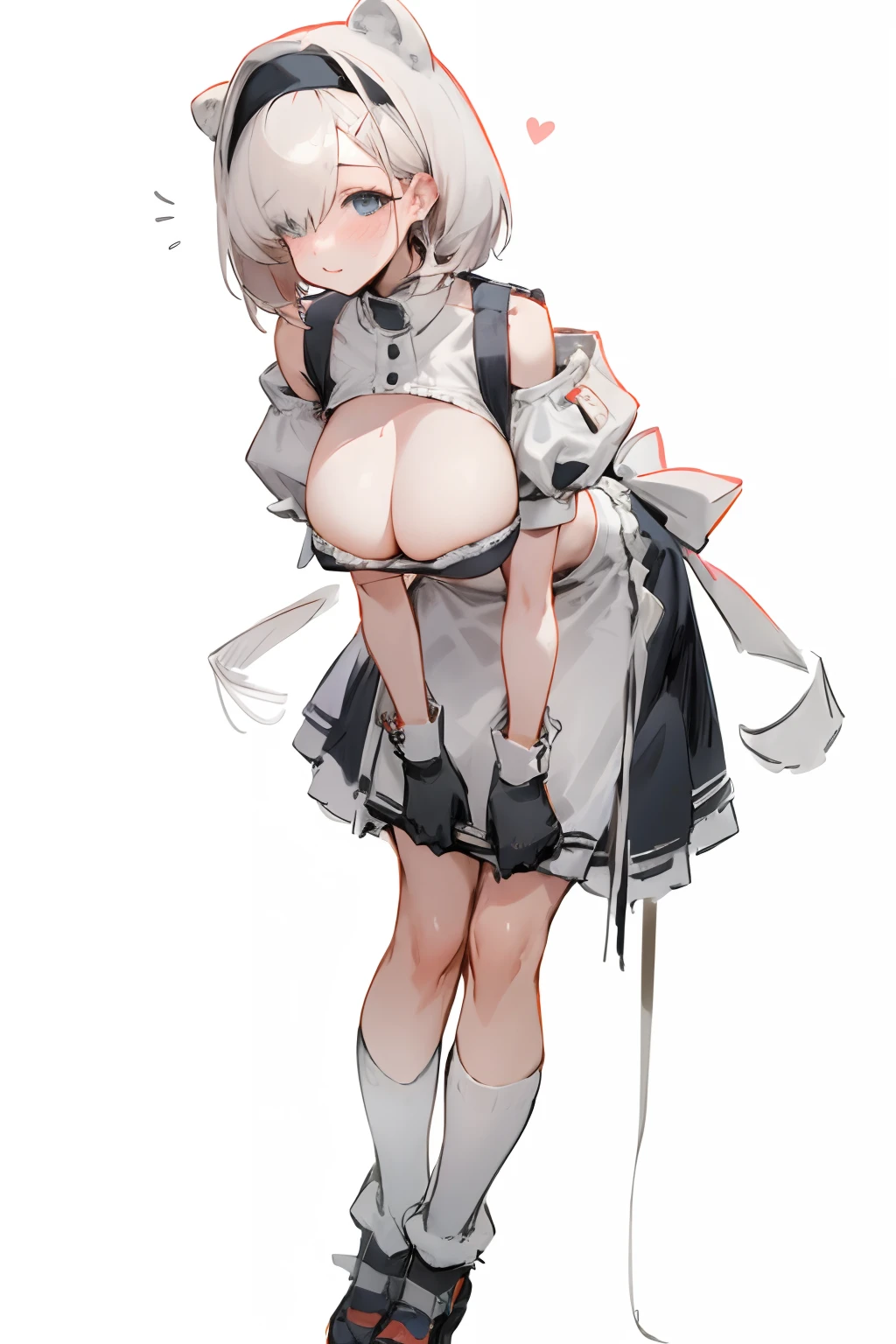 Bigboobs,cropped shoulders,knee length socks,Maids wear,maidennurse,Stand up